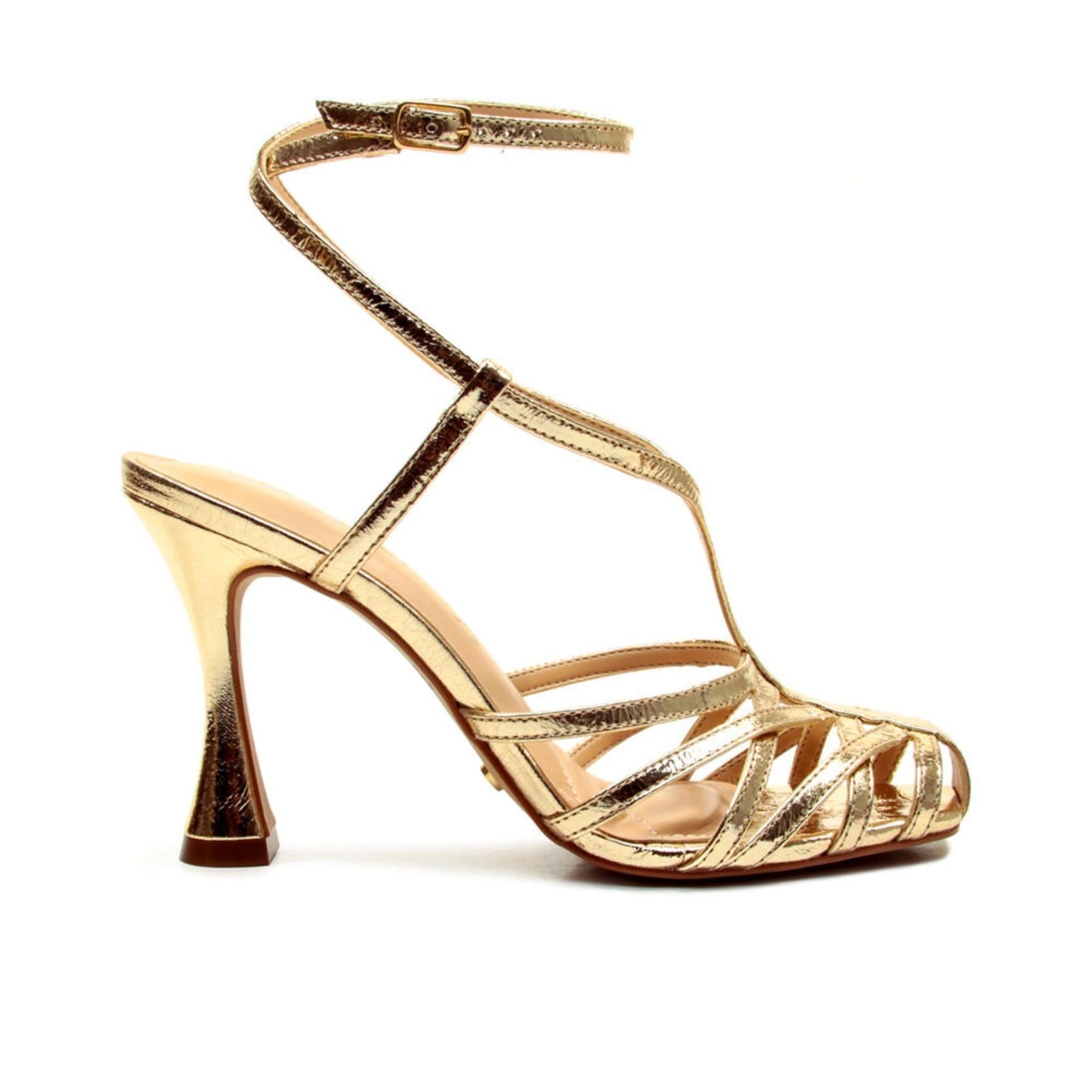 Vista principal Sandália Couro Ouro Light Salto Alto Cecconello 2721005-1 Cecconello dourado