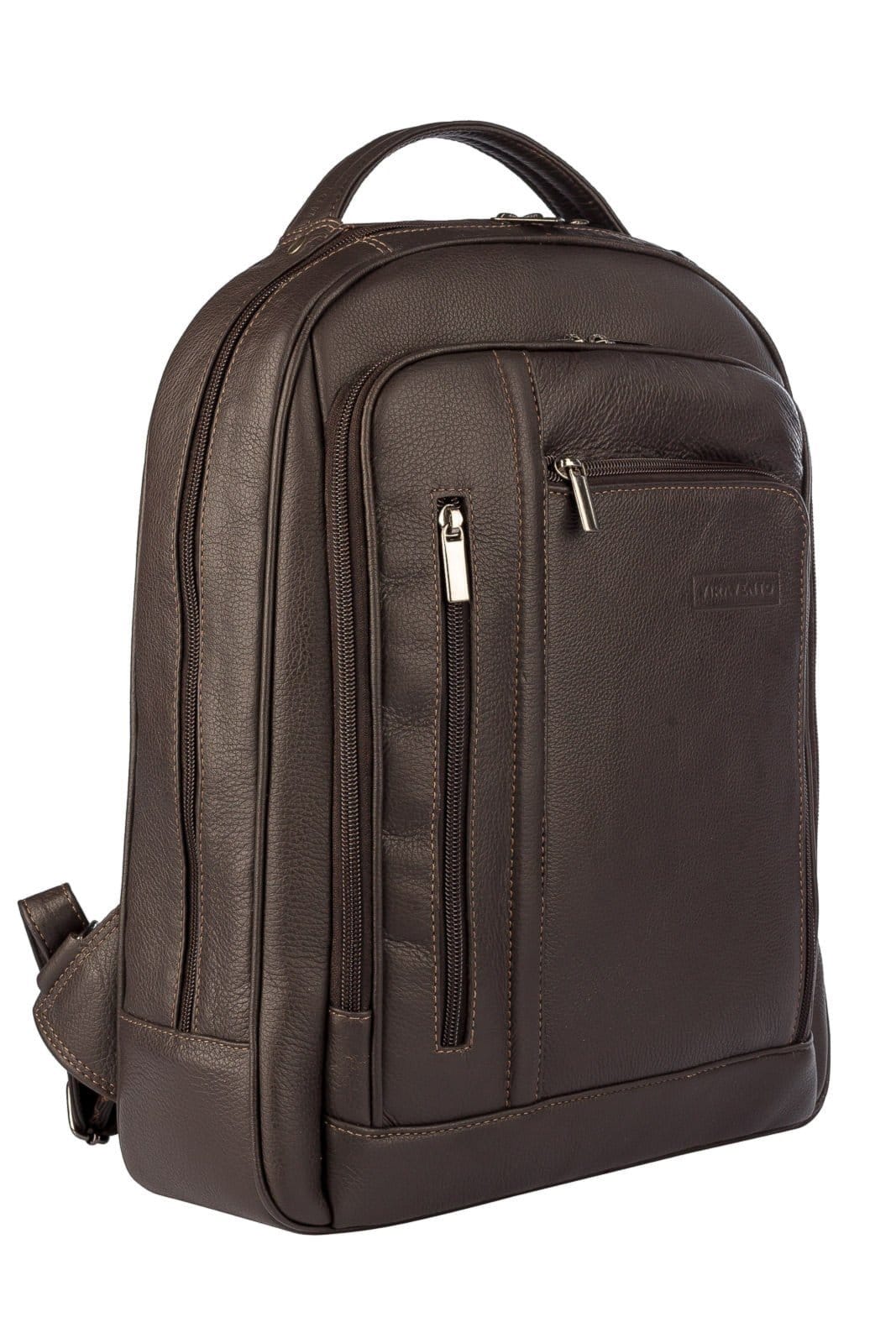 Vista 2 Mochila de couro executiva Connect - Café Vira Vento azul