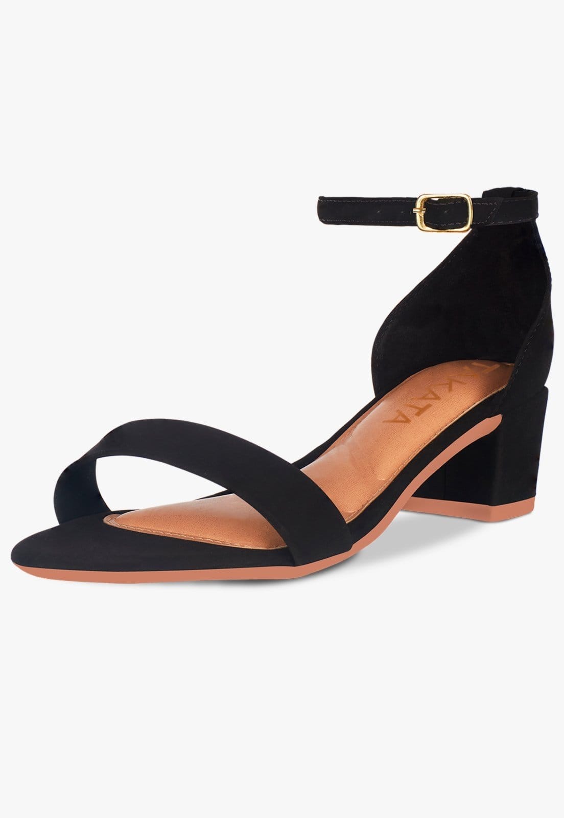 Sandália Feminina Salto Grosso Quadrado Bloco Confort Festa Nobuck