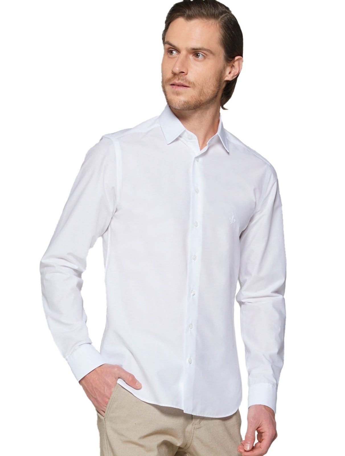 Vista principal Camisa Dudalina Masculina Milano Tricoline Lisa Branca Dudalina branco