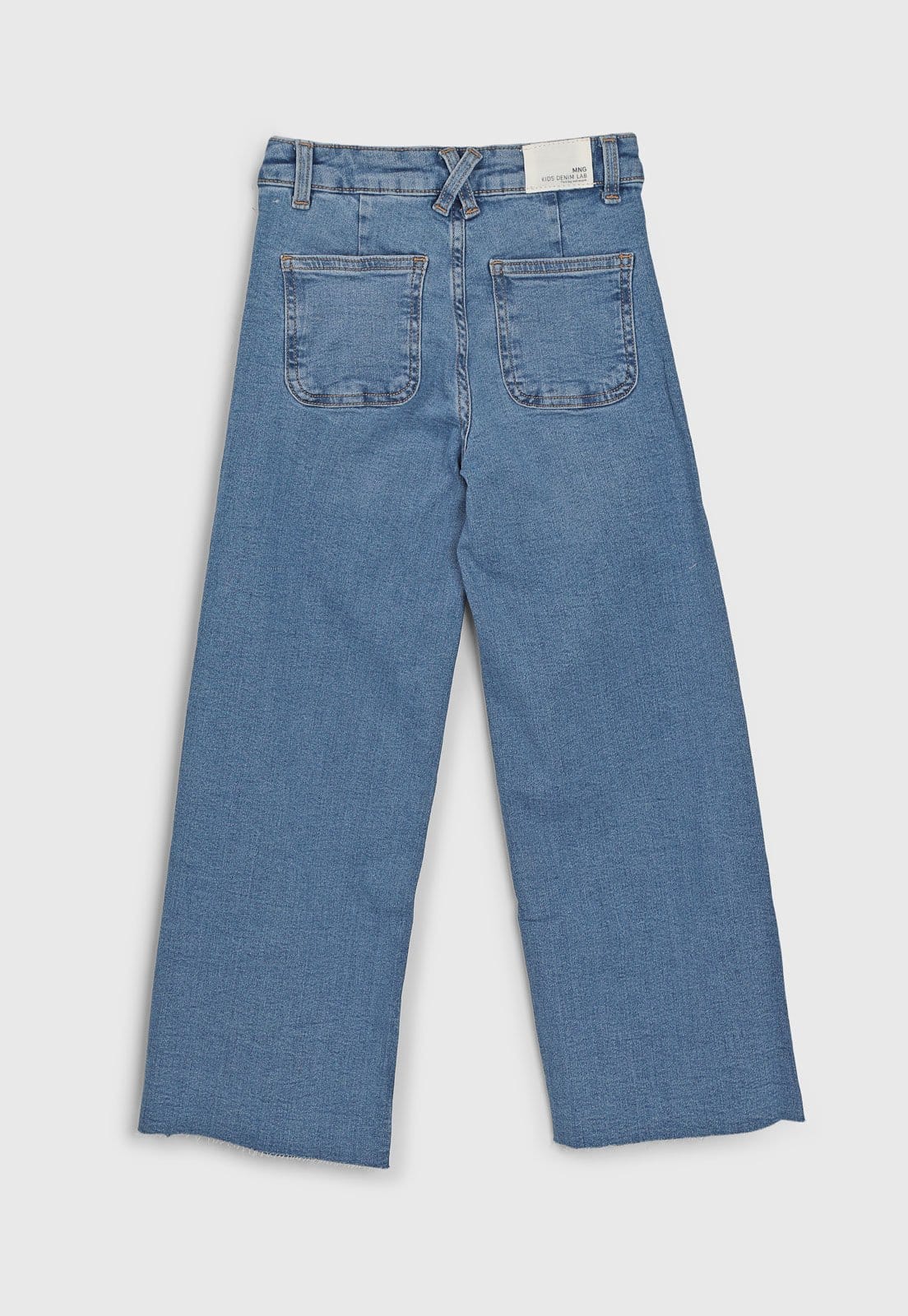 Vista 2 Infantil - Calça Jeans Mango Reta Barra Desfiada Médio Mango Kids azul