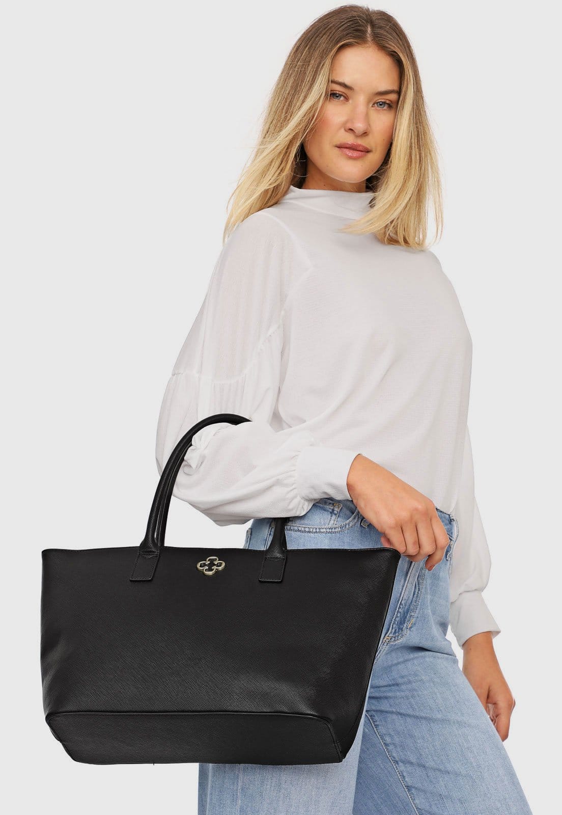 Bolsa Universitária Capodarte Tote Textura Preta