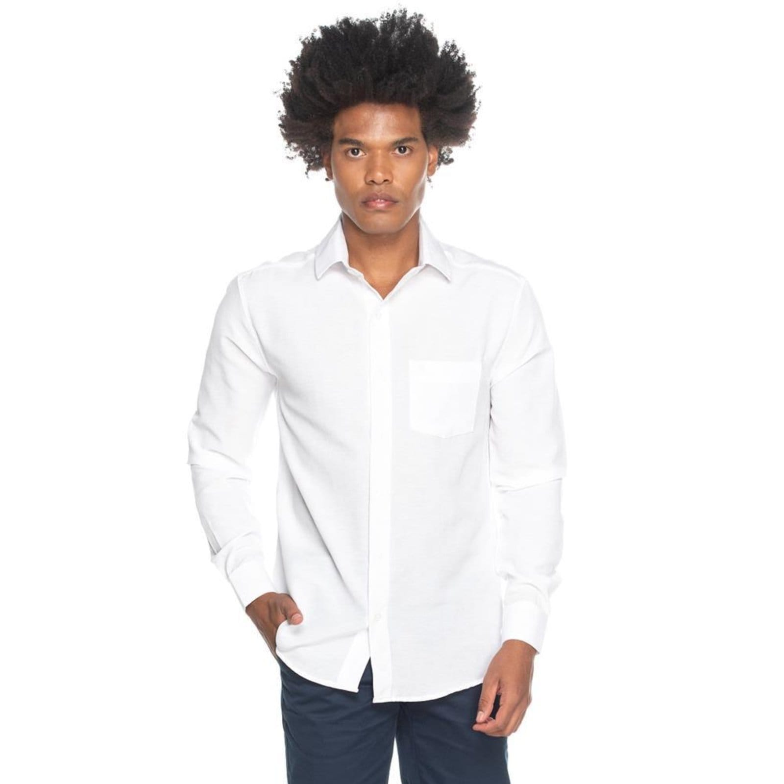 Camisa Social Masculina Manga Longa Lisa Botões Kit 3 - 2