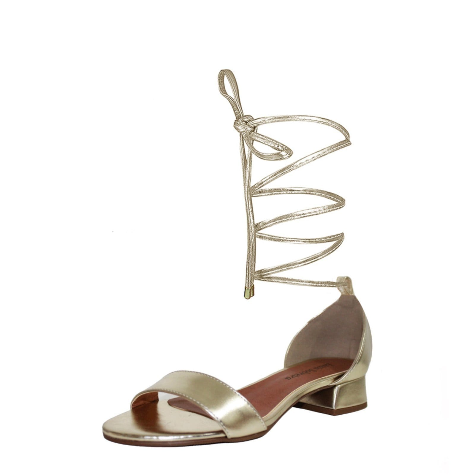 Vista 2 Sandália Troca Tira Salto Baixo Grosso 3cm Luiza Sobreira Dourada Mod. 2141-2 Luiza Sobreira dourado