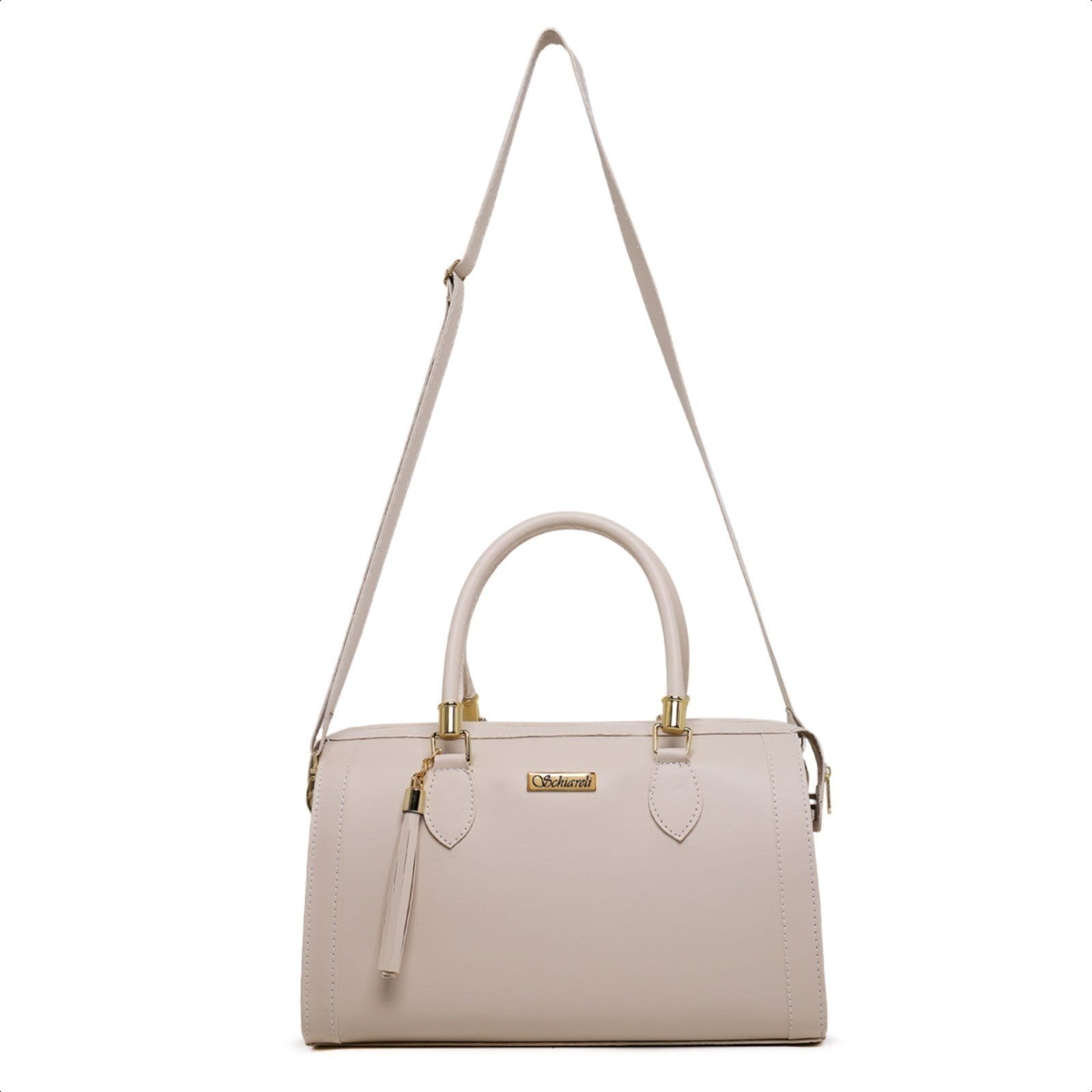 Vista 2 Bolsa Feminina Tira Colo Transversal Pequena Com Zíper 8130 Marfim Passeio Schiareli bege/off-white