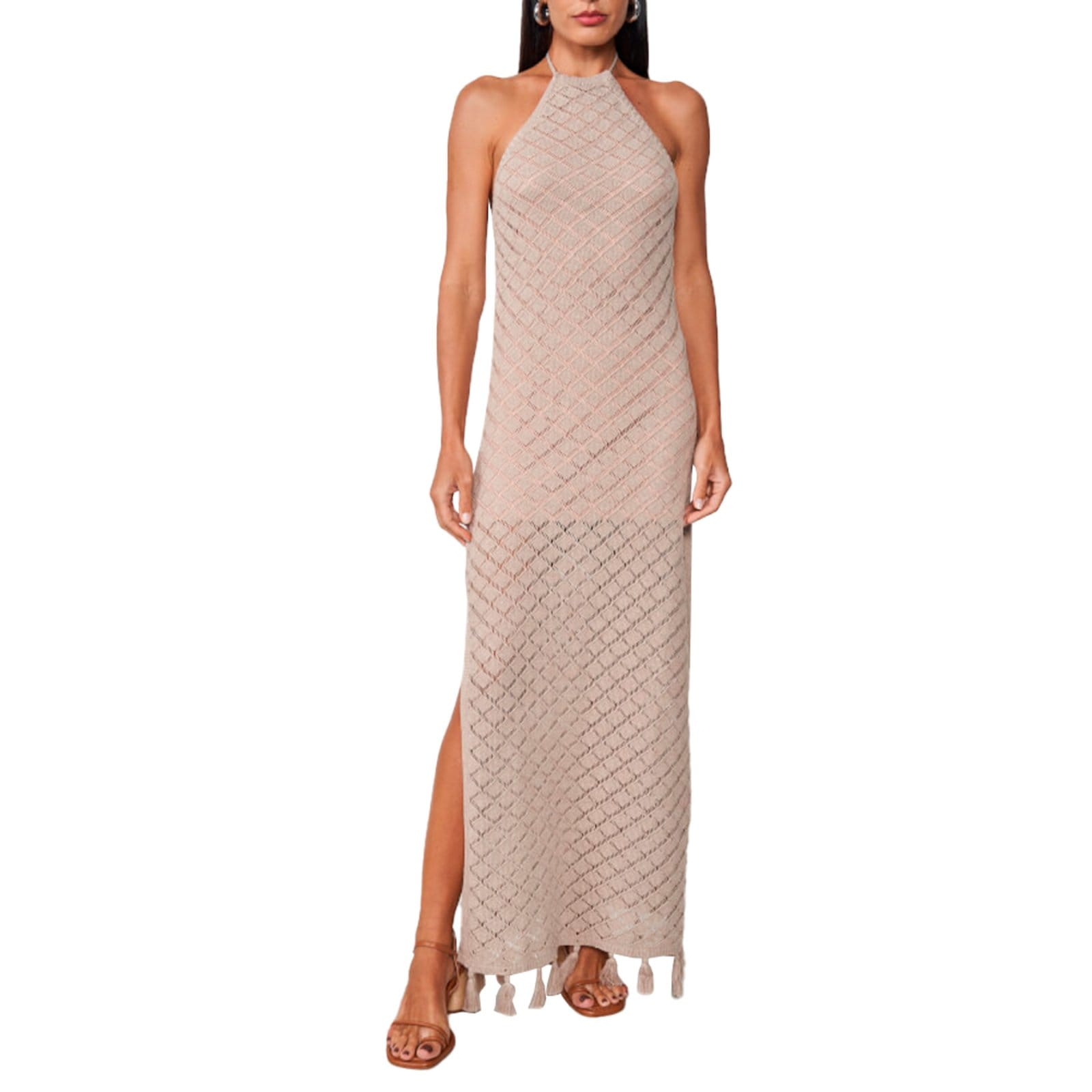 Vista principal Vestido Colcci Tricô Slim Pr25 Bisquet Feminino Colcci bege