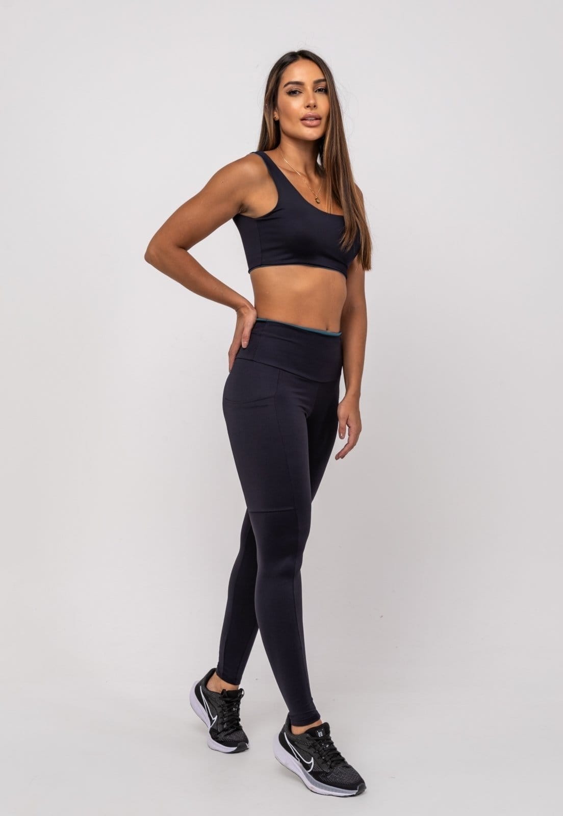 Vista principal Calça Legging Suplex Poliamida Com Bolso Quadrado Salvatore Salvatore Fashion preto