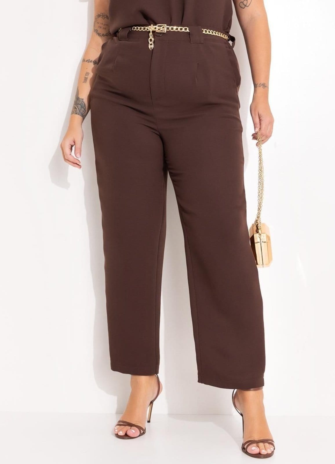 Calça Em Crepe Plano