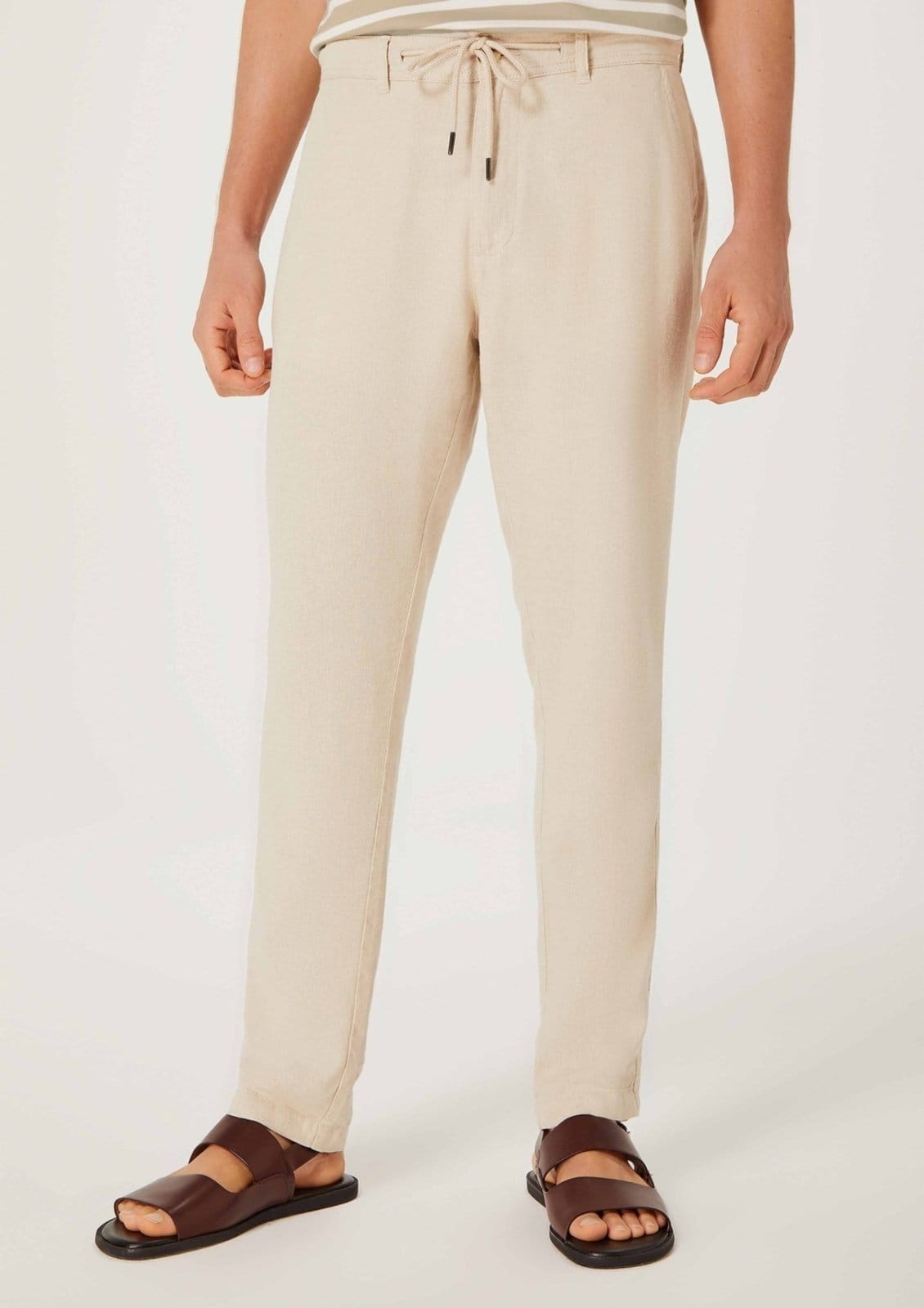 Vista 2 Calça Masculina Reta Em Linho Hering bege