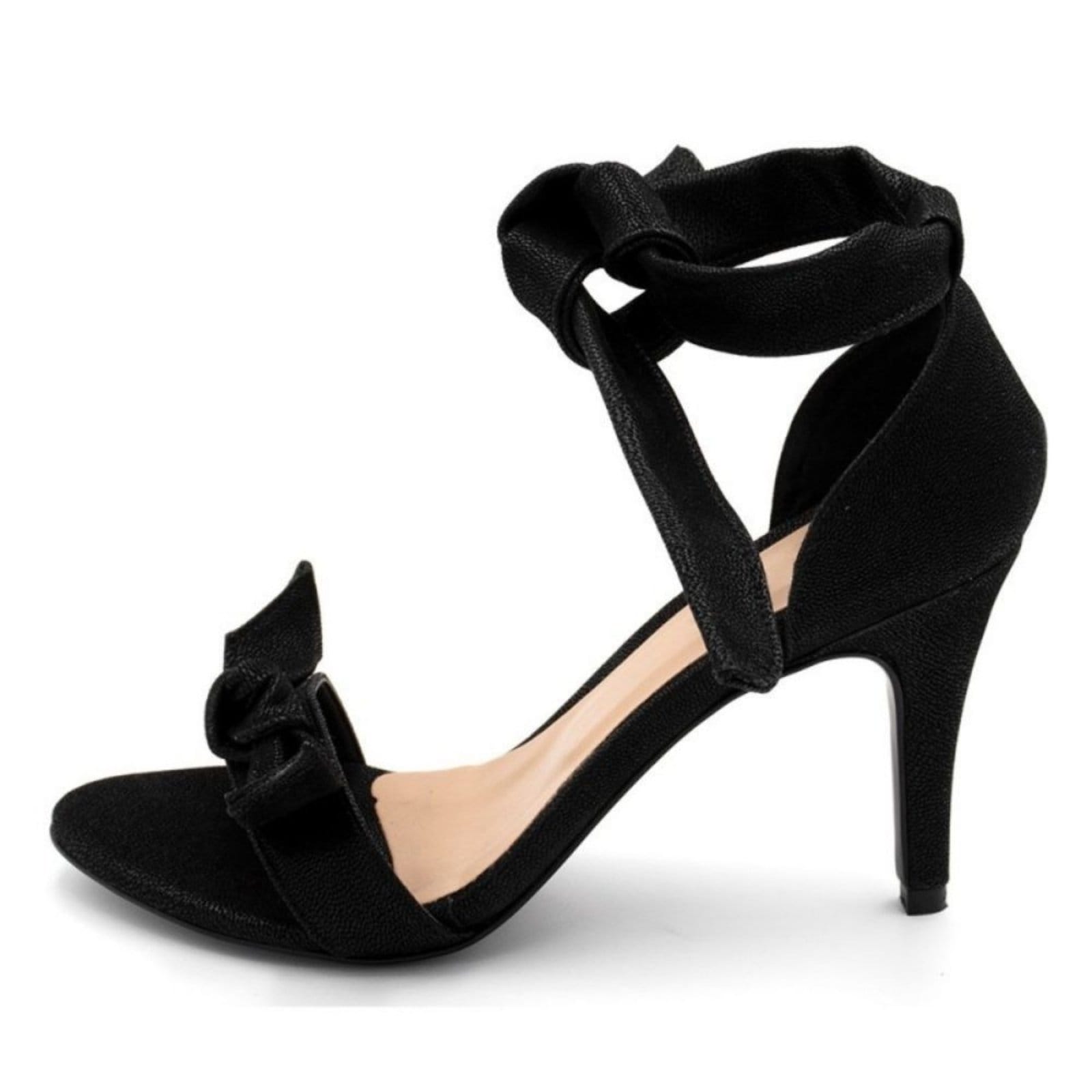 Vista 2 Sandália Feminina Salto Fino Com Fita 1731 Nobucado Flor da Pele preto