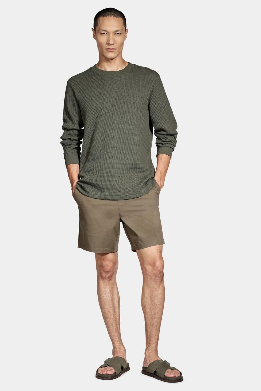 Vista 2 Shorts Aramis Elástico Color Sarjado Verde Militar Aramis incolor verde