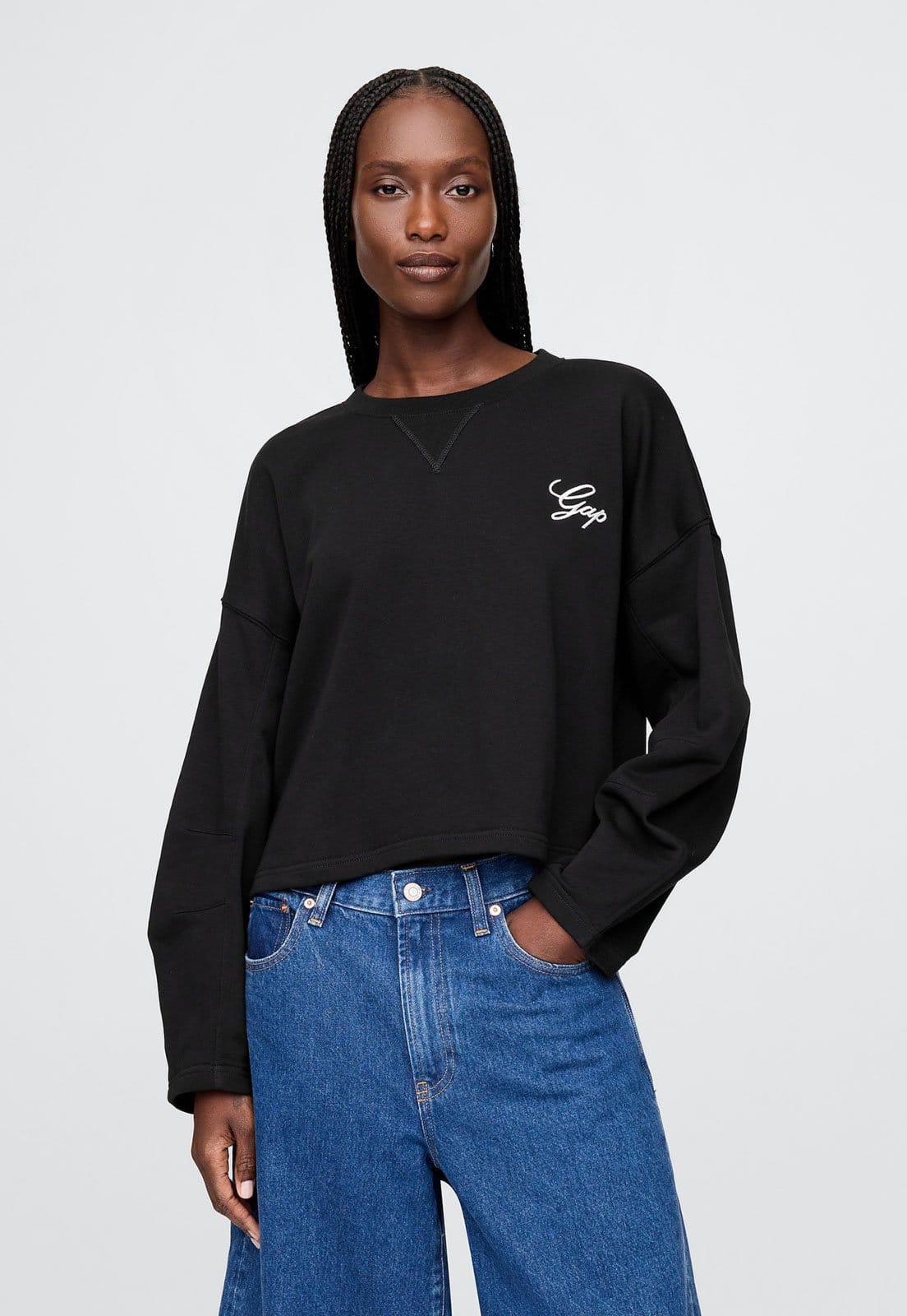 Vista principal Blusa de Moletom Fechada GAP Logo Preta GAP preto