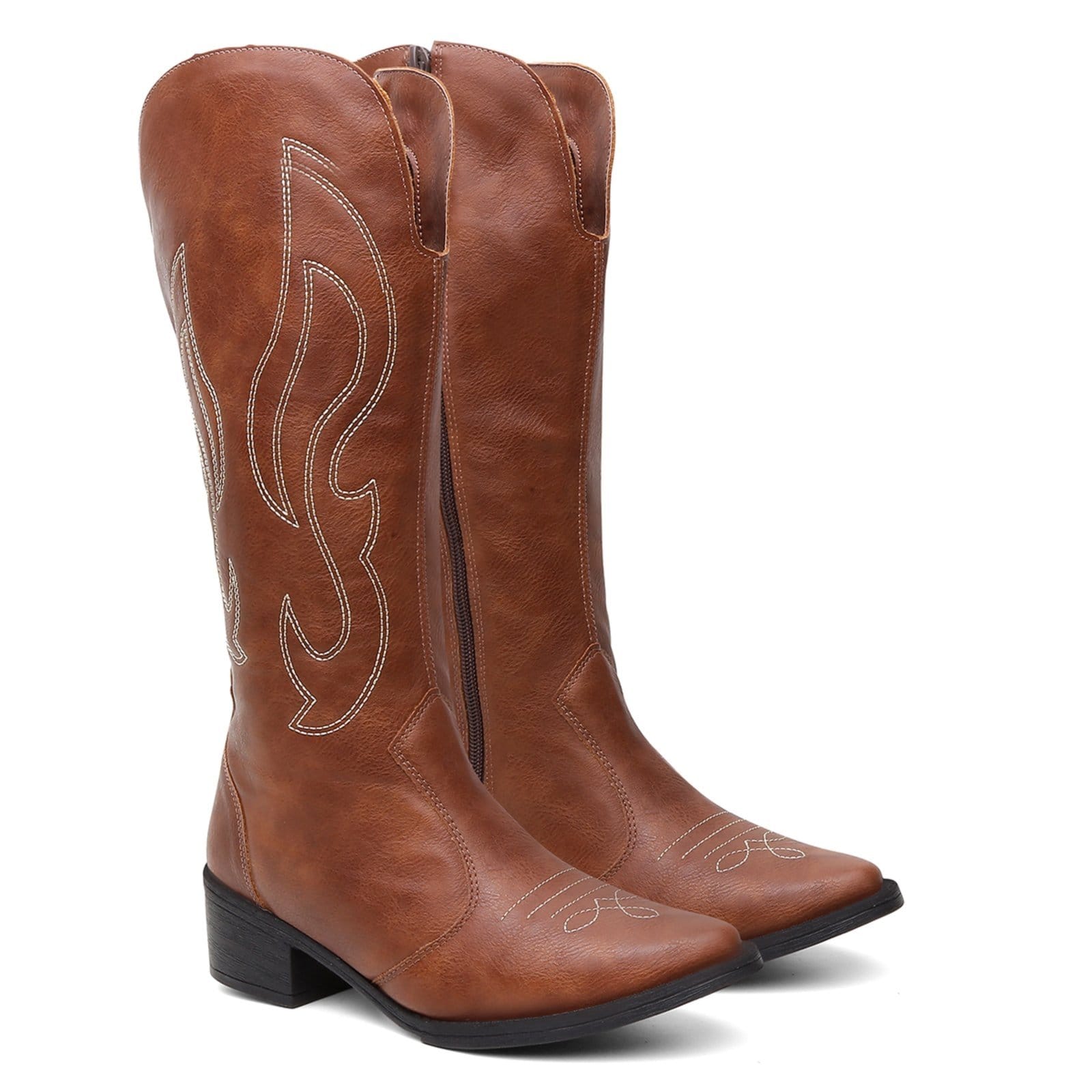 Bota Feminina Western Texana Salto Baixo Bico Fino