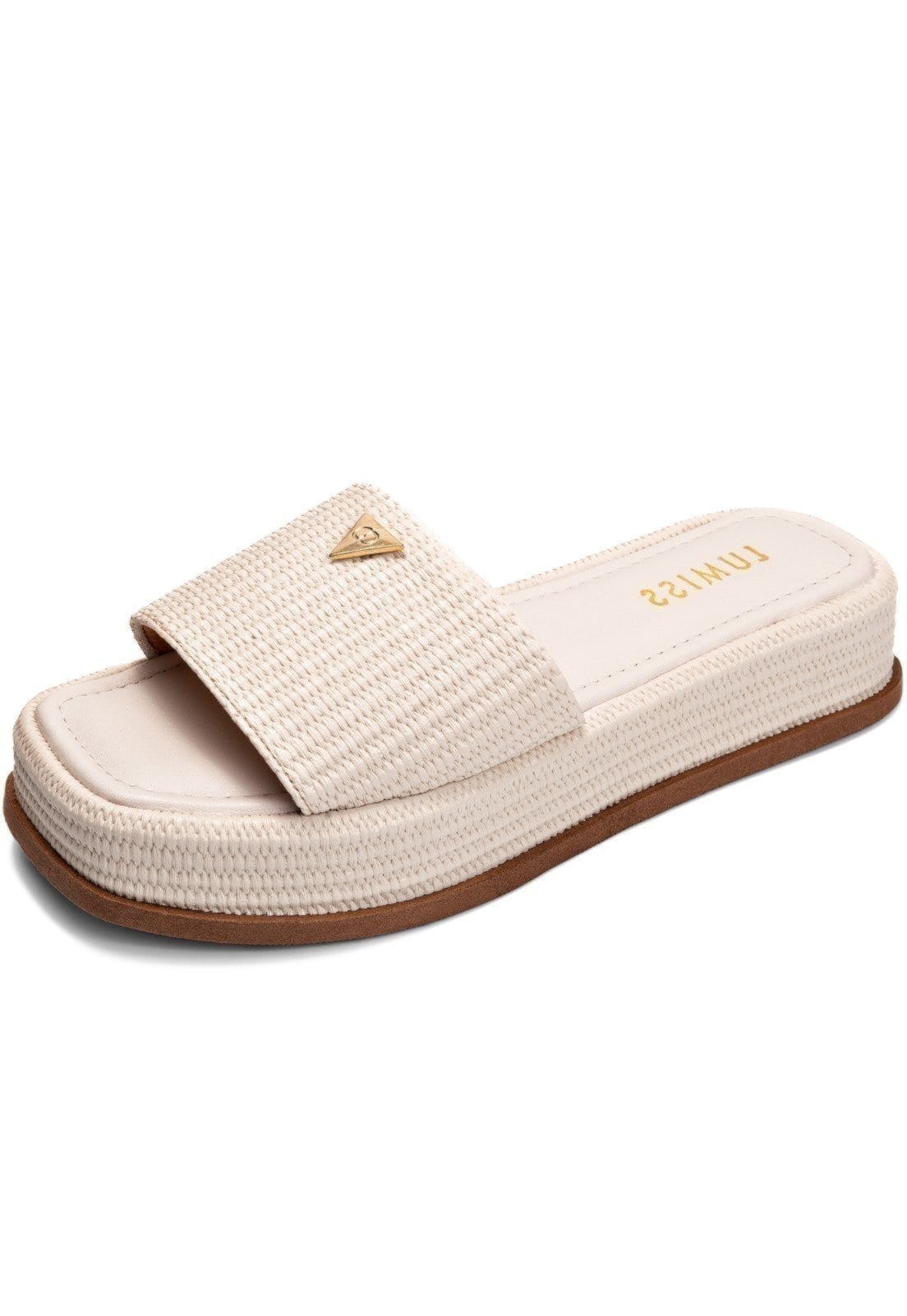 Tamanco Feminino Lumiss Sandália Flatform Confortável Juta Off White