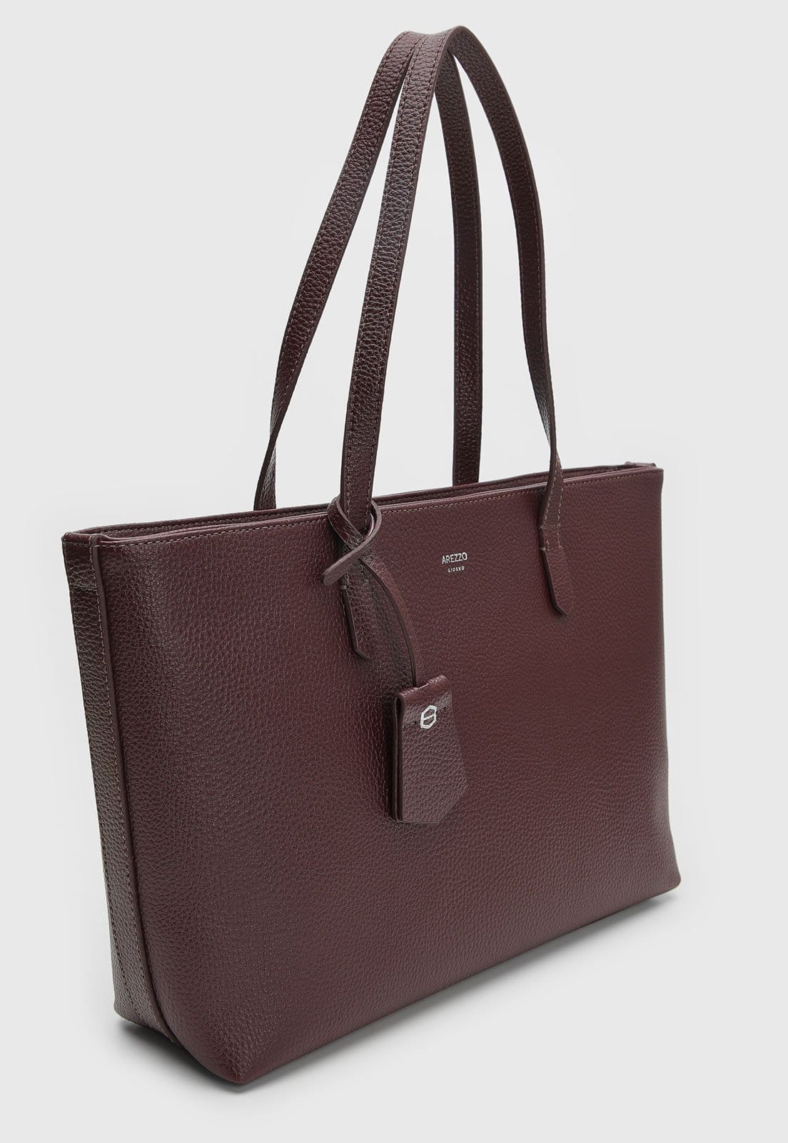 Vista 2 Bolsa Grande Feminina Arezzo Textura Granulada Dark Arezzo bordô