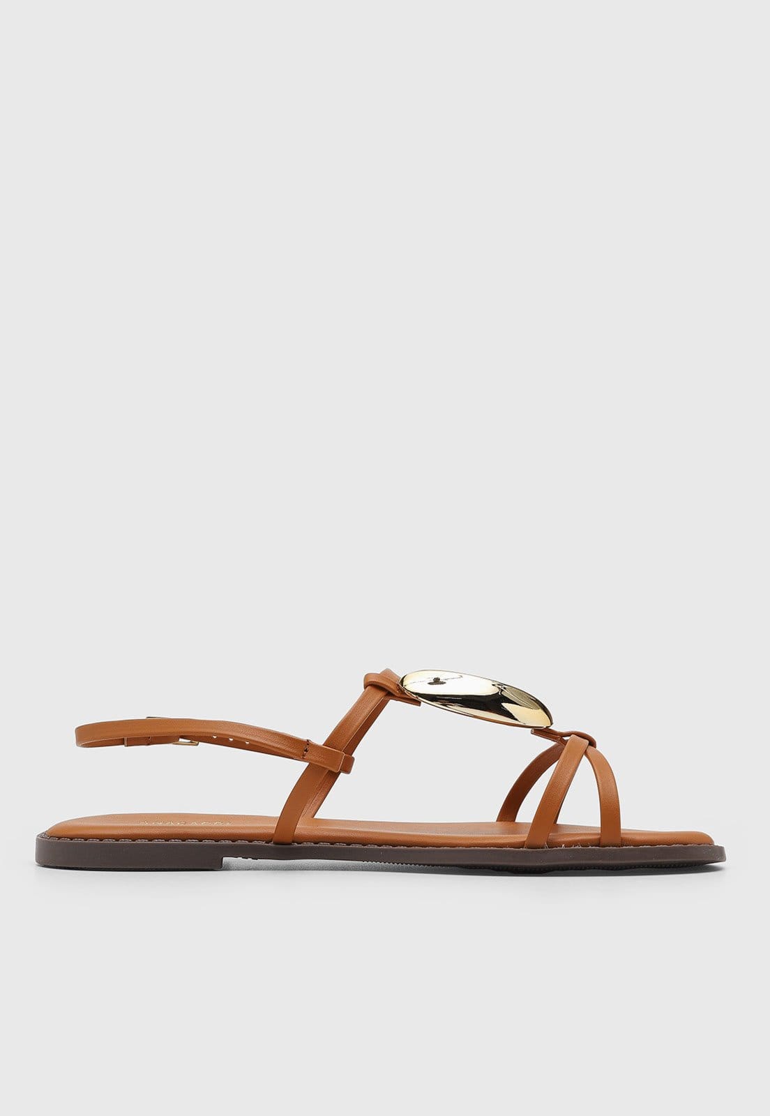 Vista 2 Rasteira Feminina Anacapri Detalhe Metálico Anacapri caramelo