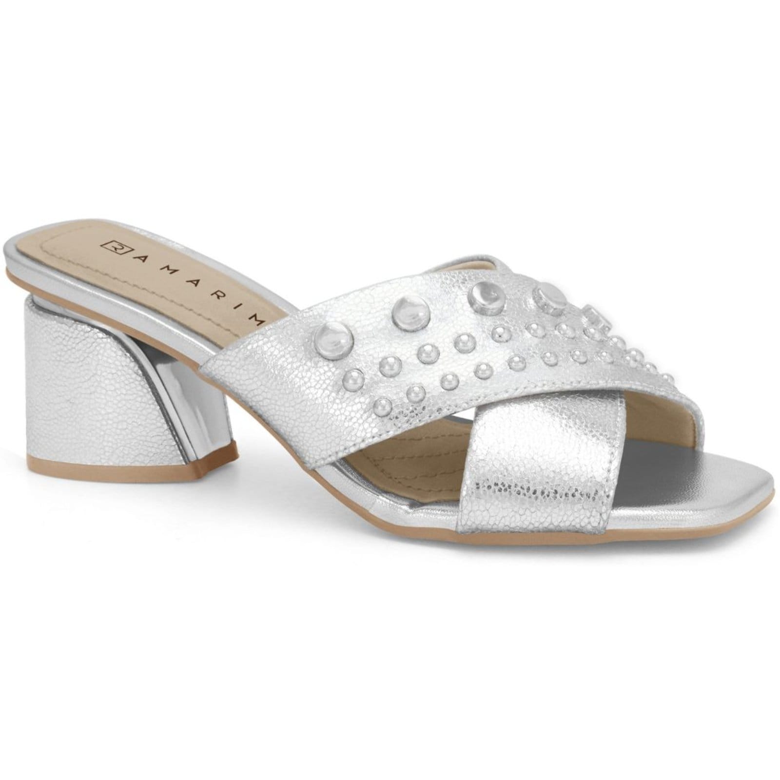 Tamanco Feminino Tachas Salto Bloco Ramarim 2428207-1