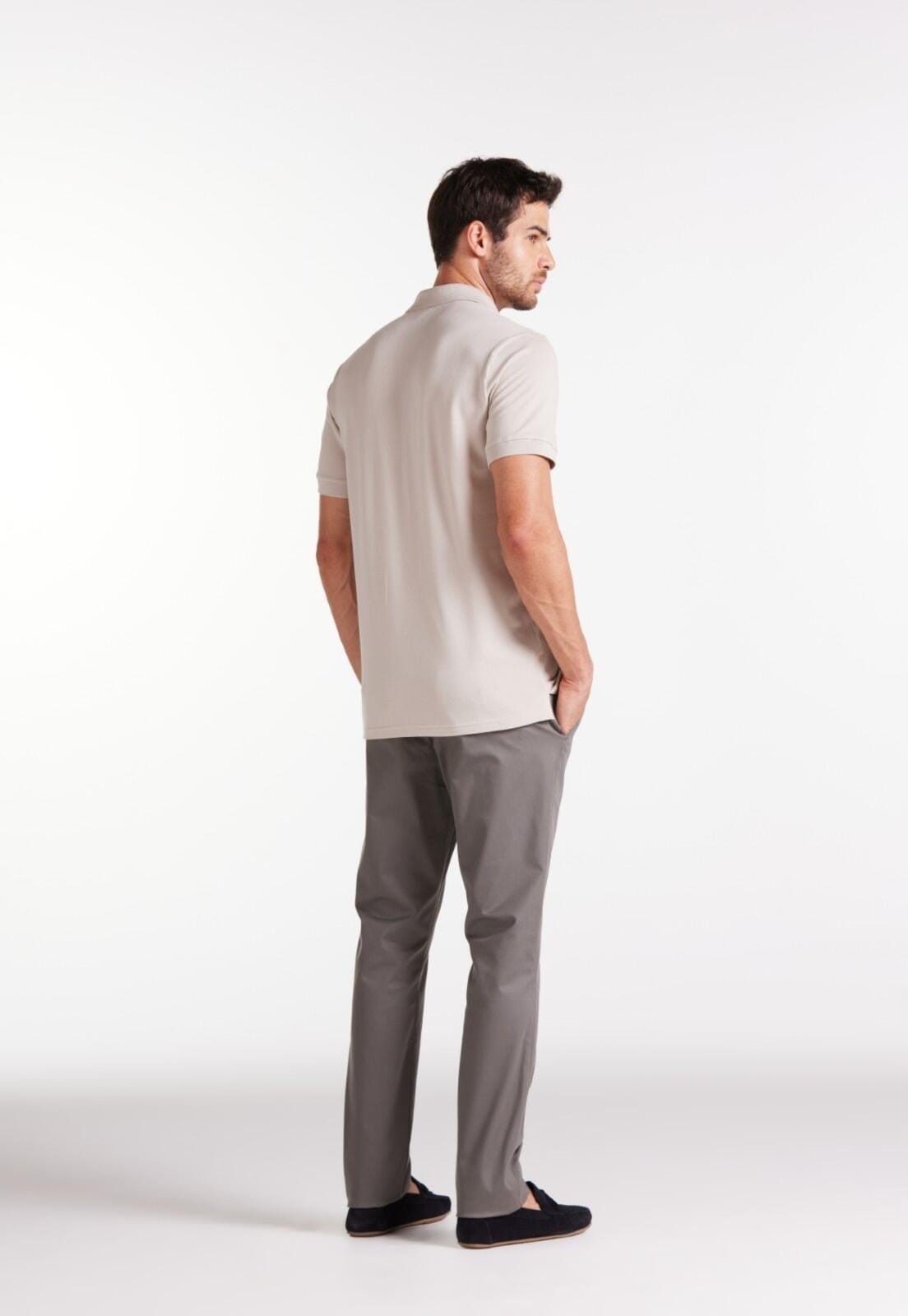 Vista 2 Polo Pima Traymon Slim Manga Curta Gelo Traymon cinza