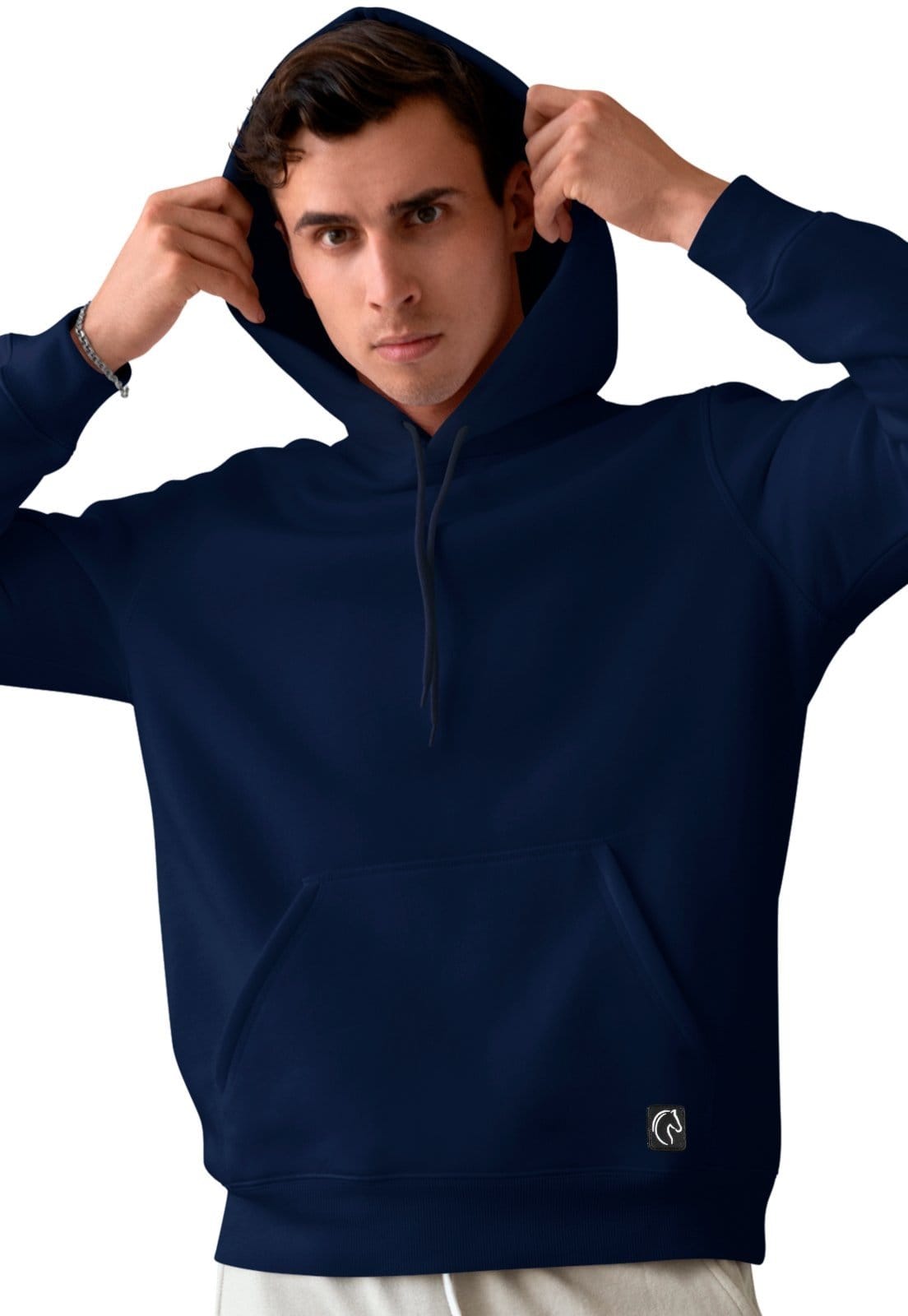 Vista 2 Blusa De Frio Masculina W2 Moletom Liso Com Capuz e Bolso Canguru Felpado Marinho W2 STORE azul/azul marinho/bege/branco/cinza/preto/rosa azul