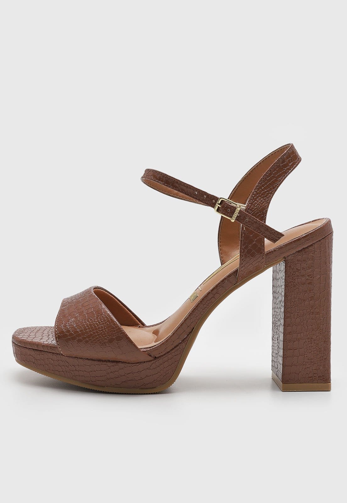 Sandália Feminina Vizzano Salto Grosso Croco