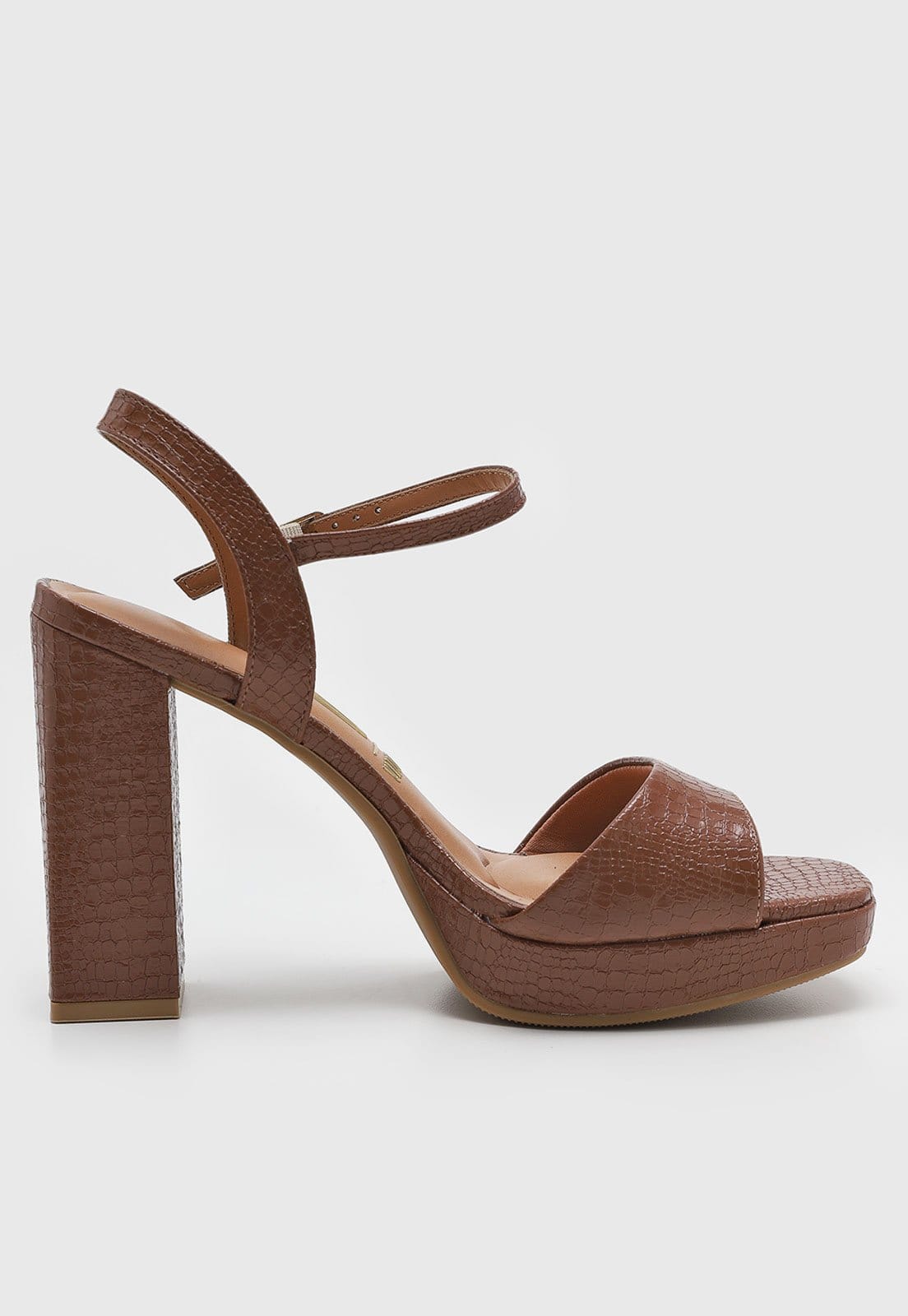 Vista 2 Sandália Feminina Vizzano Salto Grosso Croco VIZZANO marrom