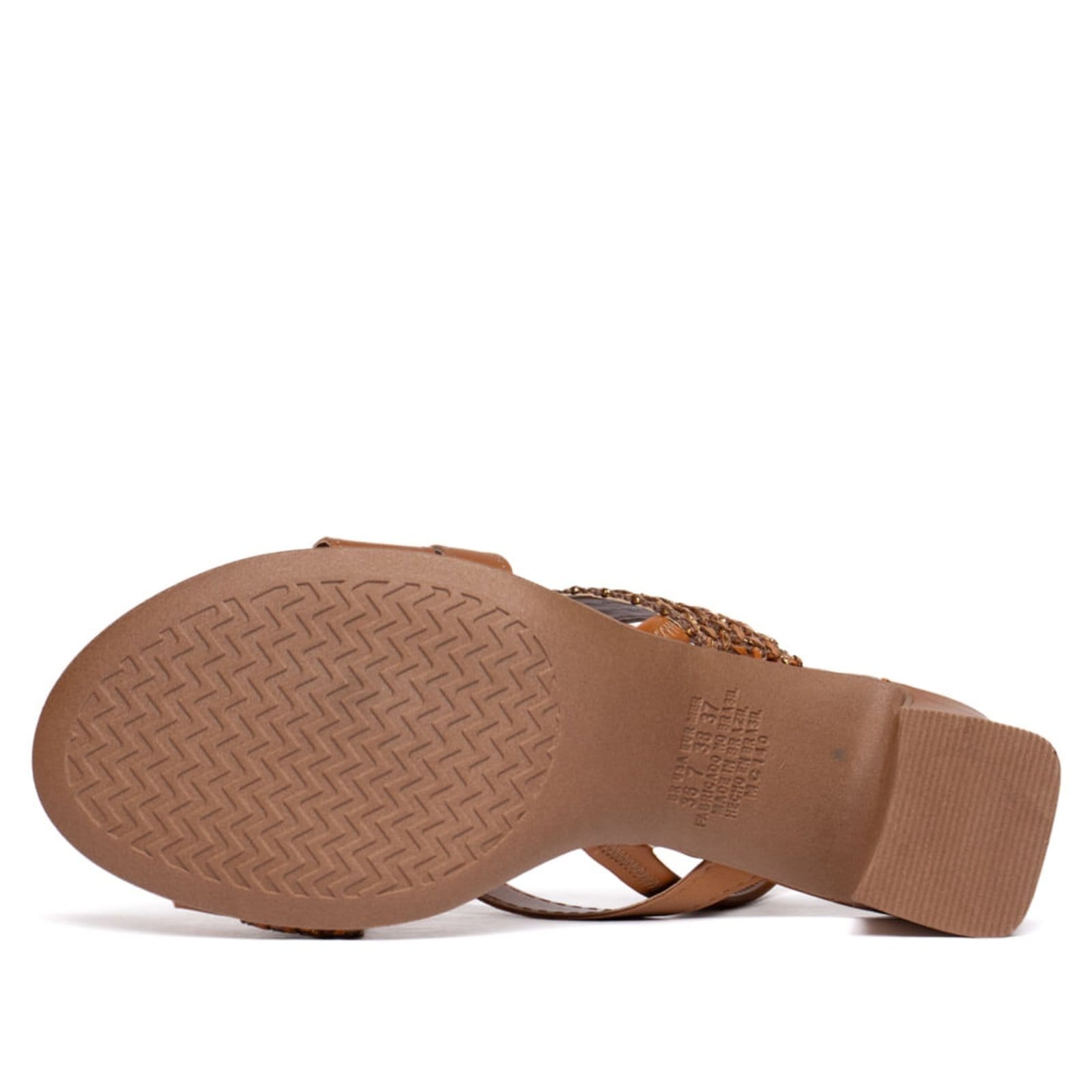 Vista 2 Sandália Feminina Mississipi Salto Bloco Tramado MISSISSIPI caramelo