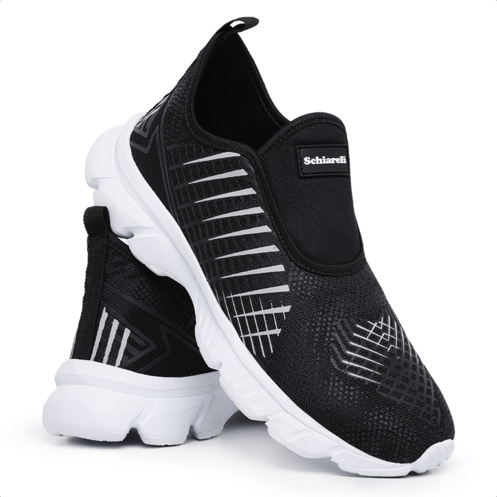 Tênis Masculino Esportivo Academia Caminhada Macio Leve Confortável Sch 545 Sola Branca