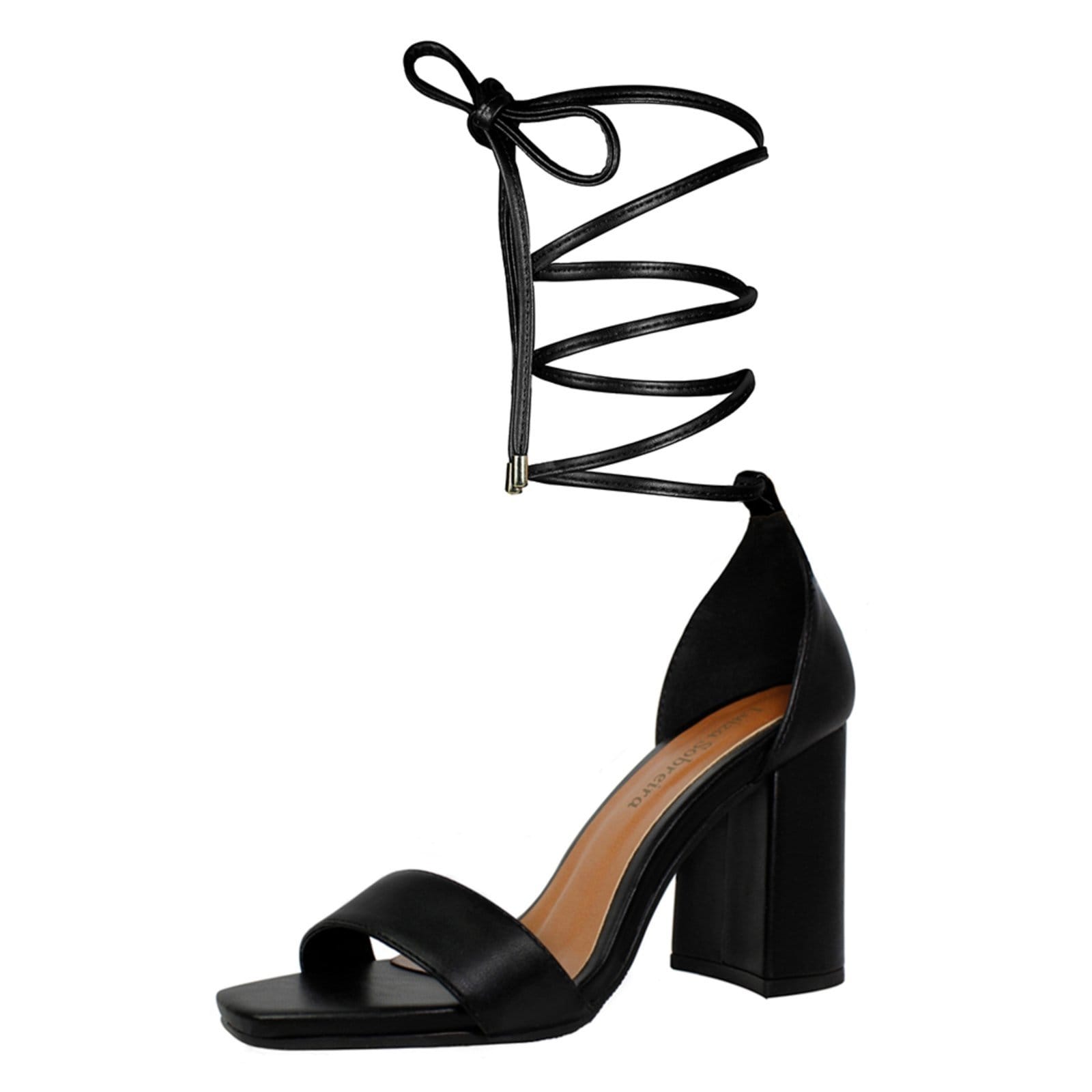 Vista 2 Sandália Troca Tira Salto Alto Grosso Luiza Sobreira Preta Mod. 2122-2 Luiza Sobreira preto