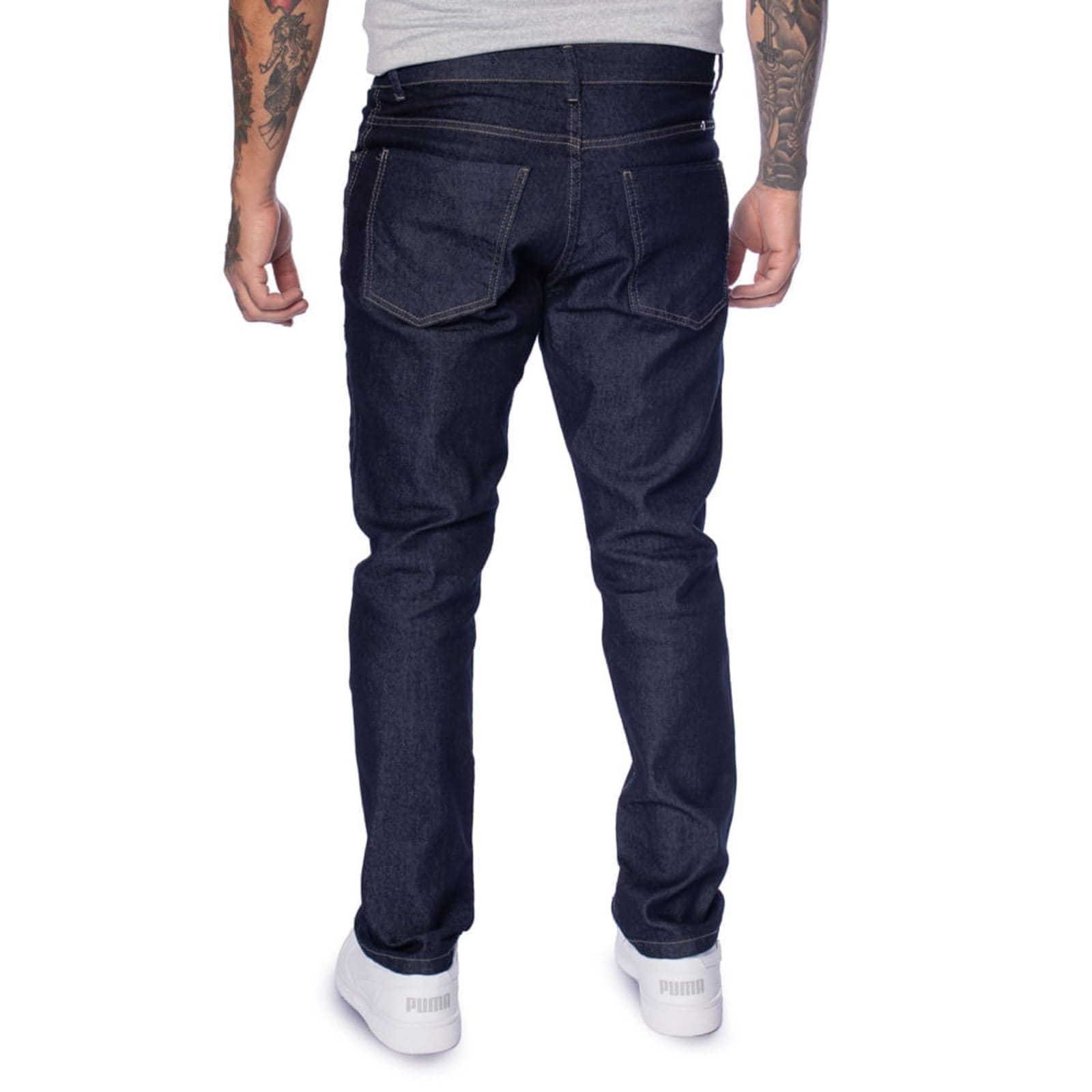 Vista 2 Calça Jeans Masculina Dixie Modelagem Reta Escuro Dixie azul