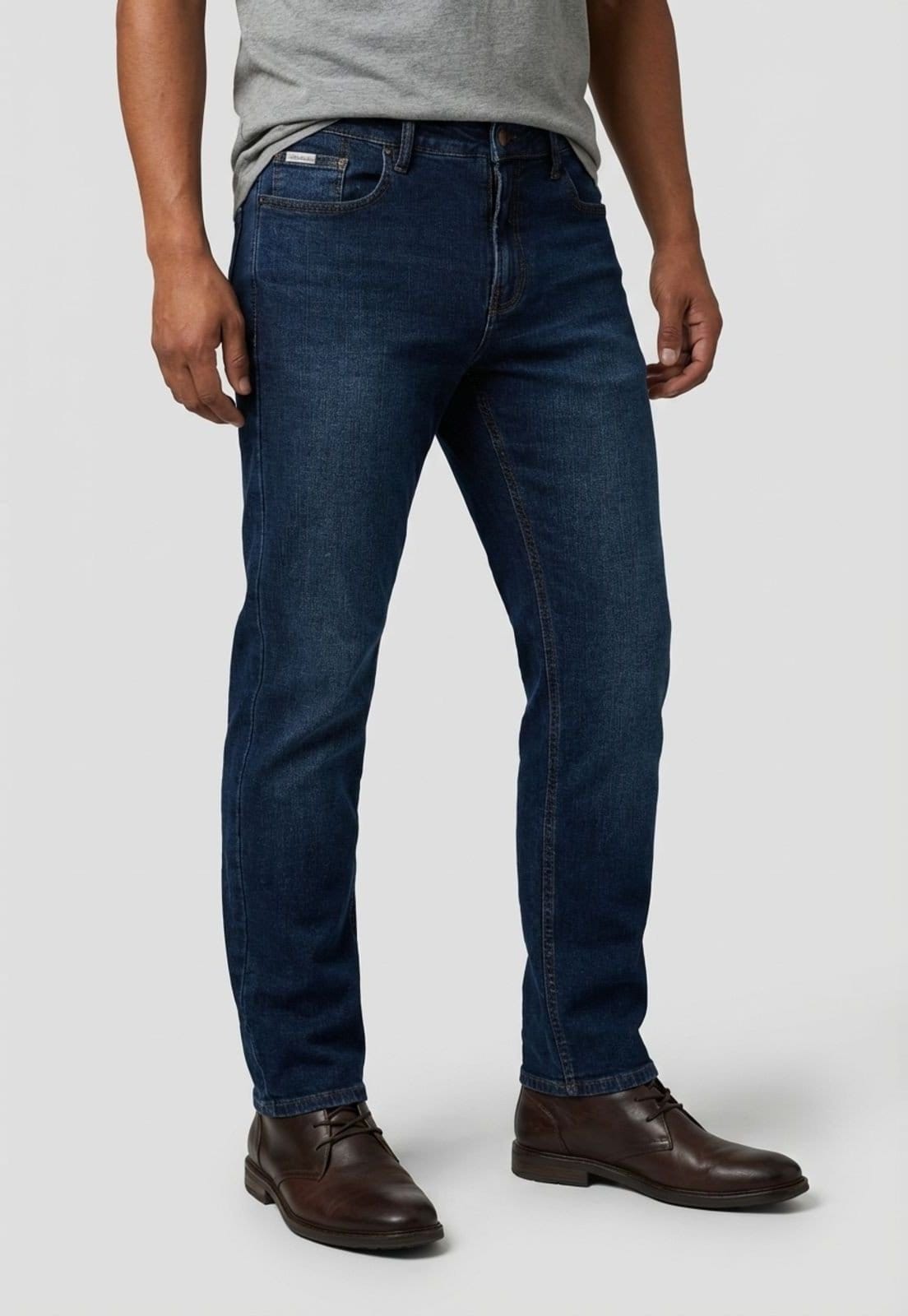 Vista principal Calça Jeans Masculina Calvin Klein Jeans Slim 5 Pockets Azul-Marinho Calvin Klein Jeans azul marinho