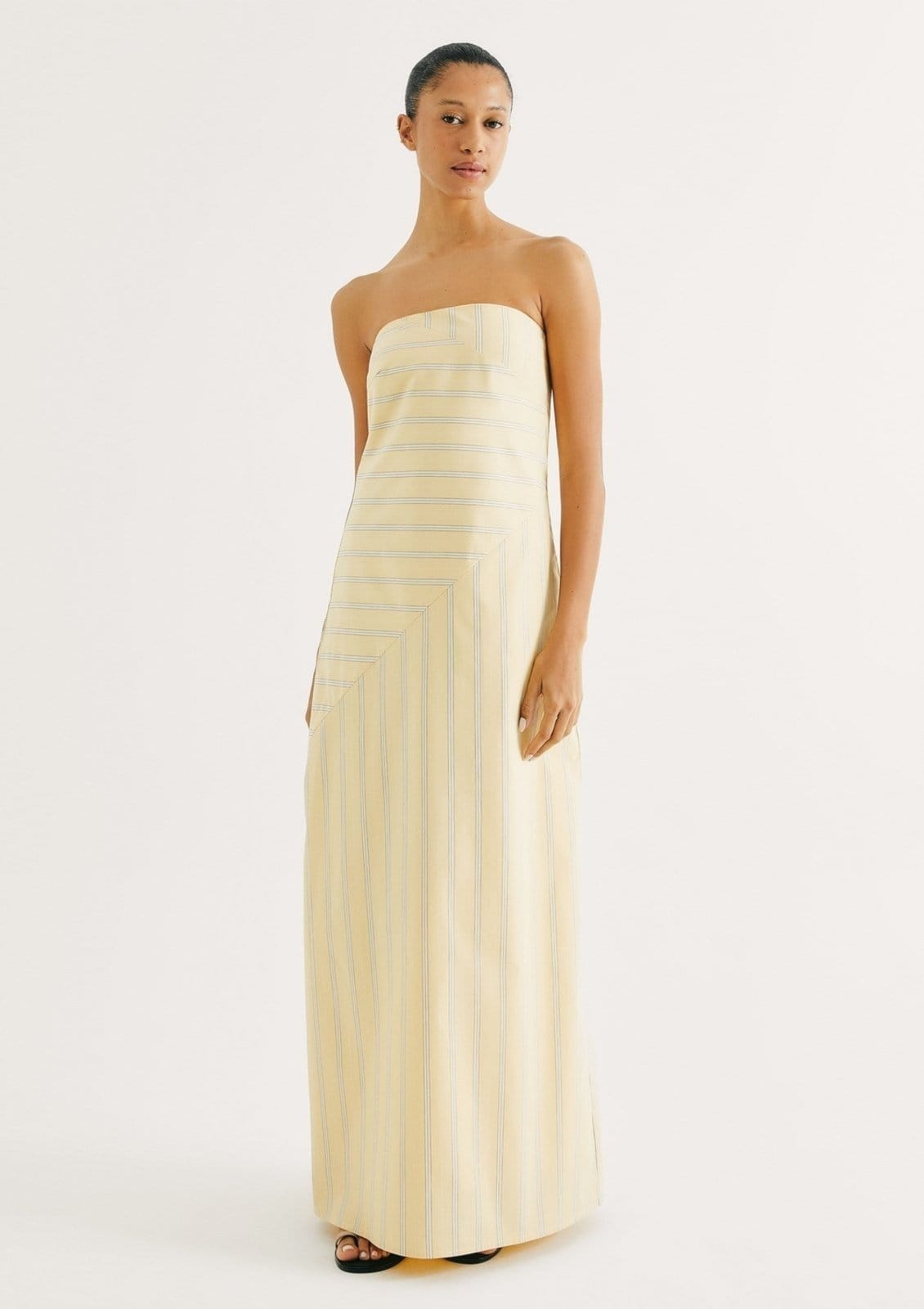 Vista principal Vestido Longo Fio Tinto Estampado Hering amarelo