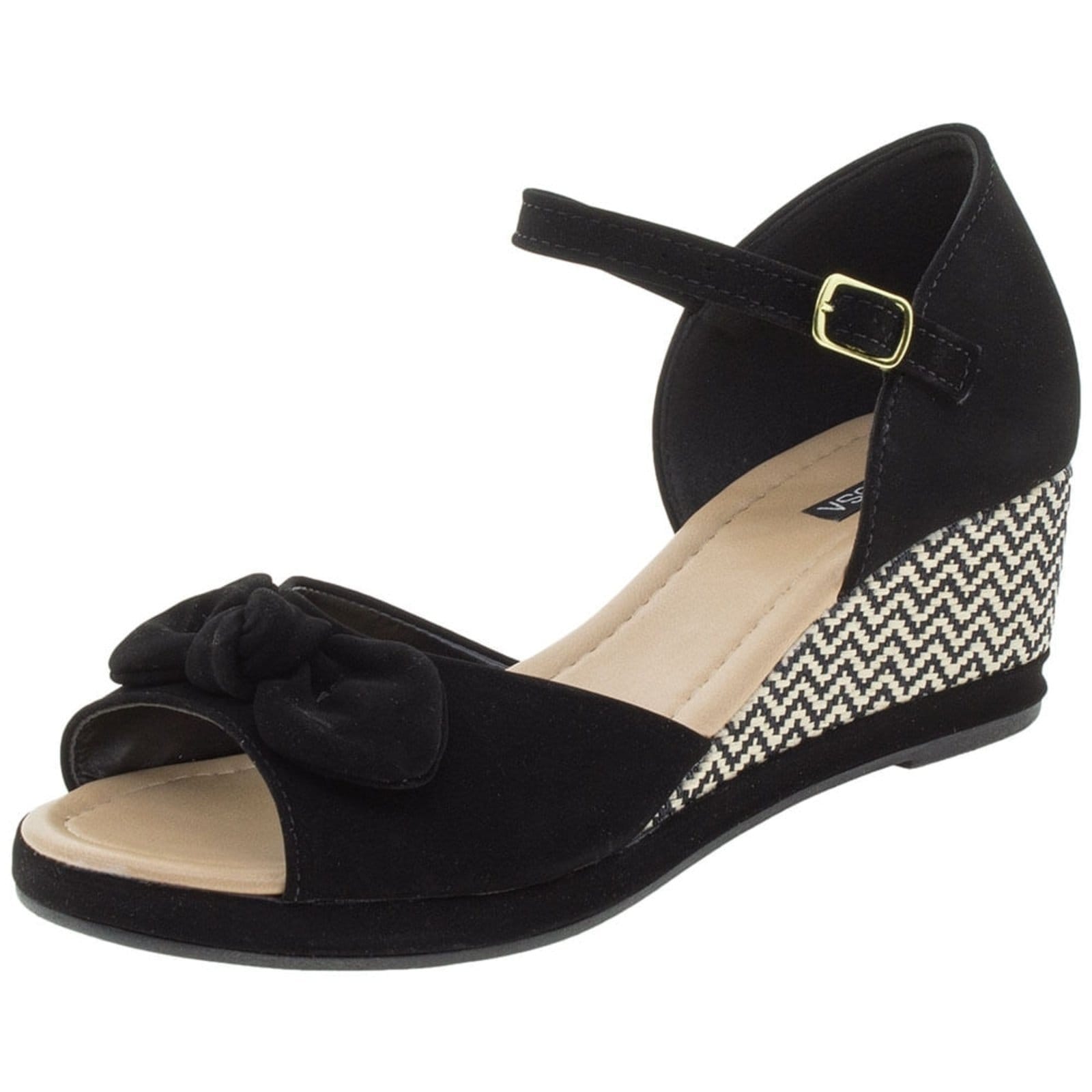 Vista principal Sandália Feminina Villa Rosa Conforto Villa Rosa preto rosa