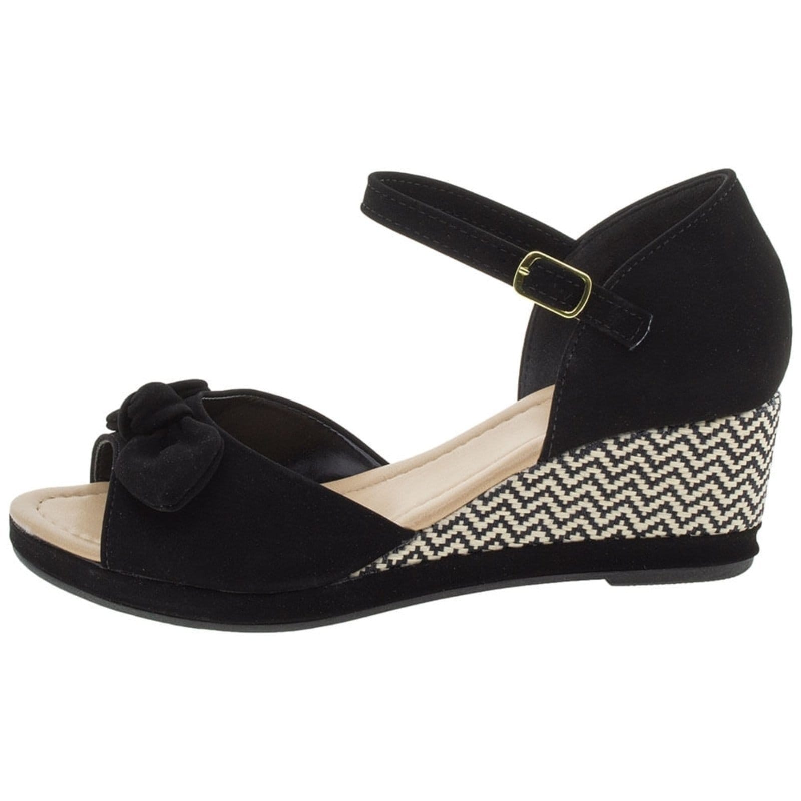 Vista 2 Sandália Feminina Villa Rosa Conforto Villa Rosa preto rosa