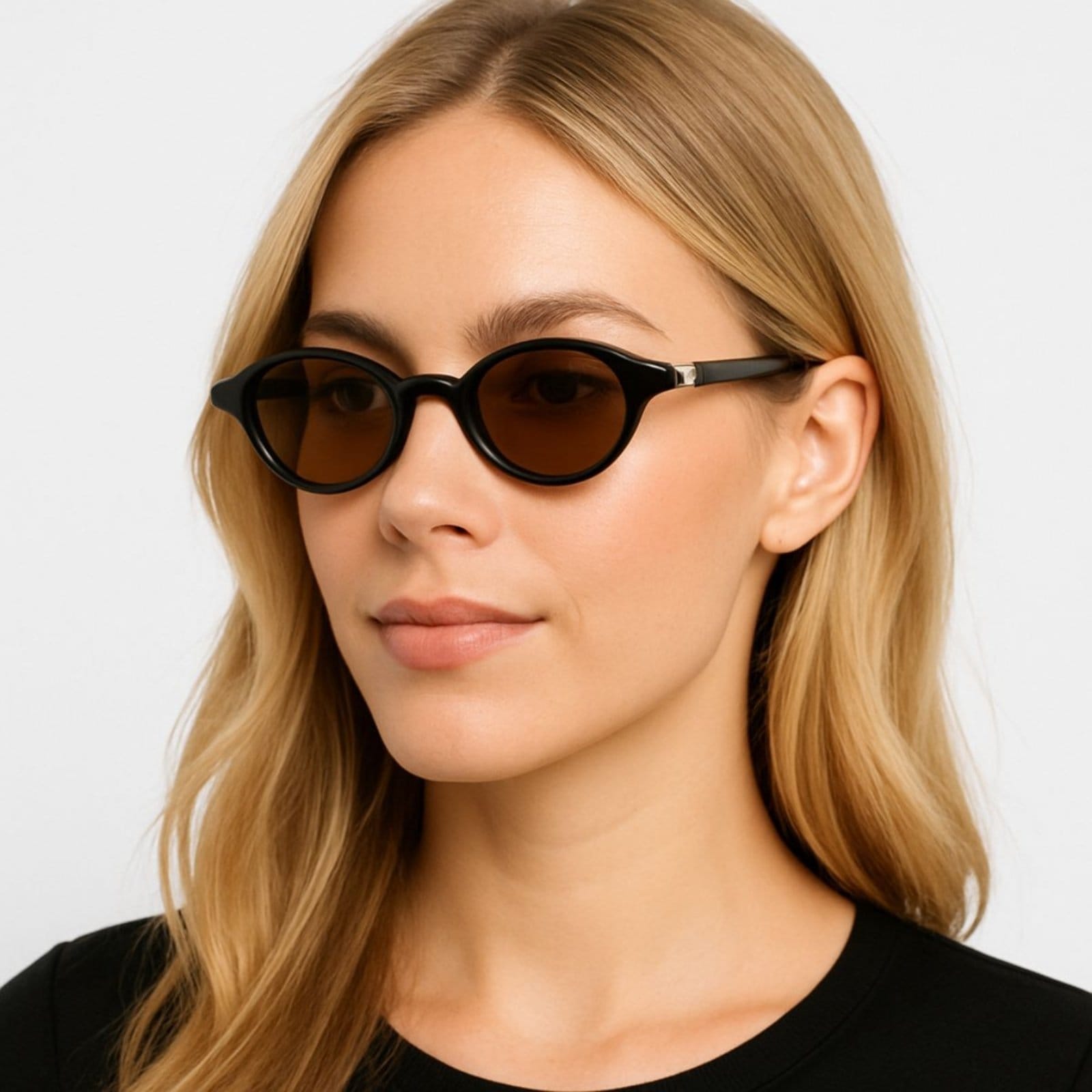 Vista 2 Óculos Retrô Virginia Preto Lente Elegante UV400 Premium FMF marrom