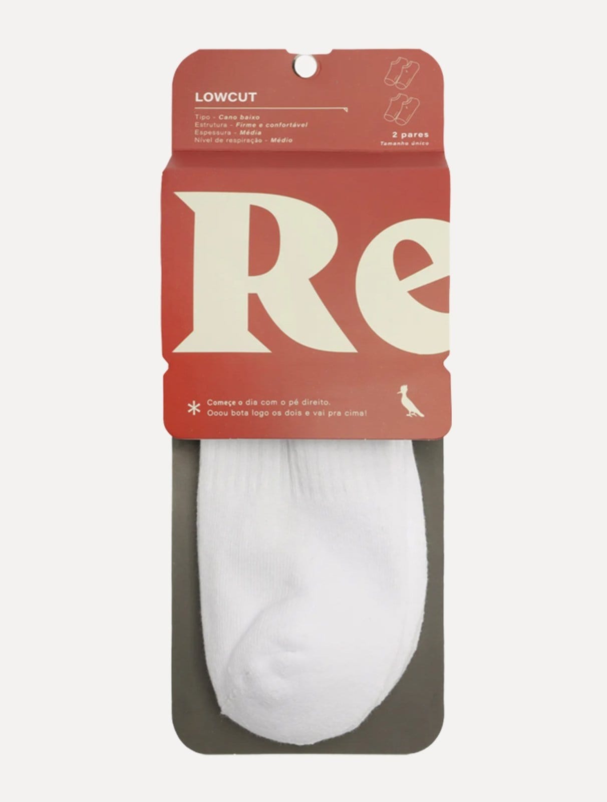 Vista 2 Meia Reserva Masculina Cano Curto Pica-Pau Bordado Branca Kit 2 Pares Reserva branco