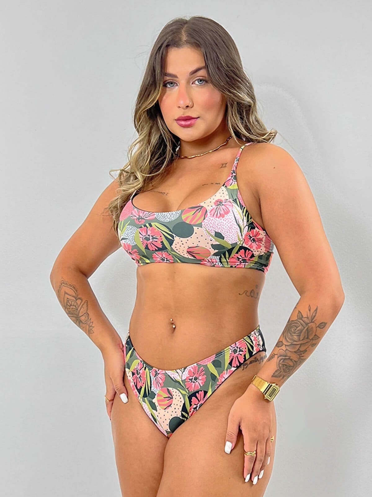 Biquini Faixa Calcinha Comum Proteção Uv 50+ Vicbela Rosa