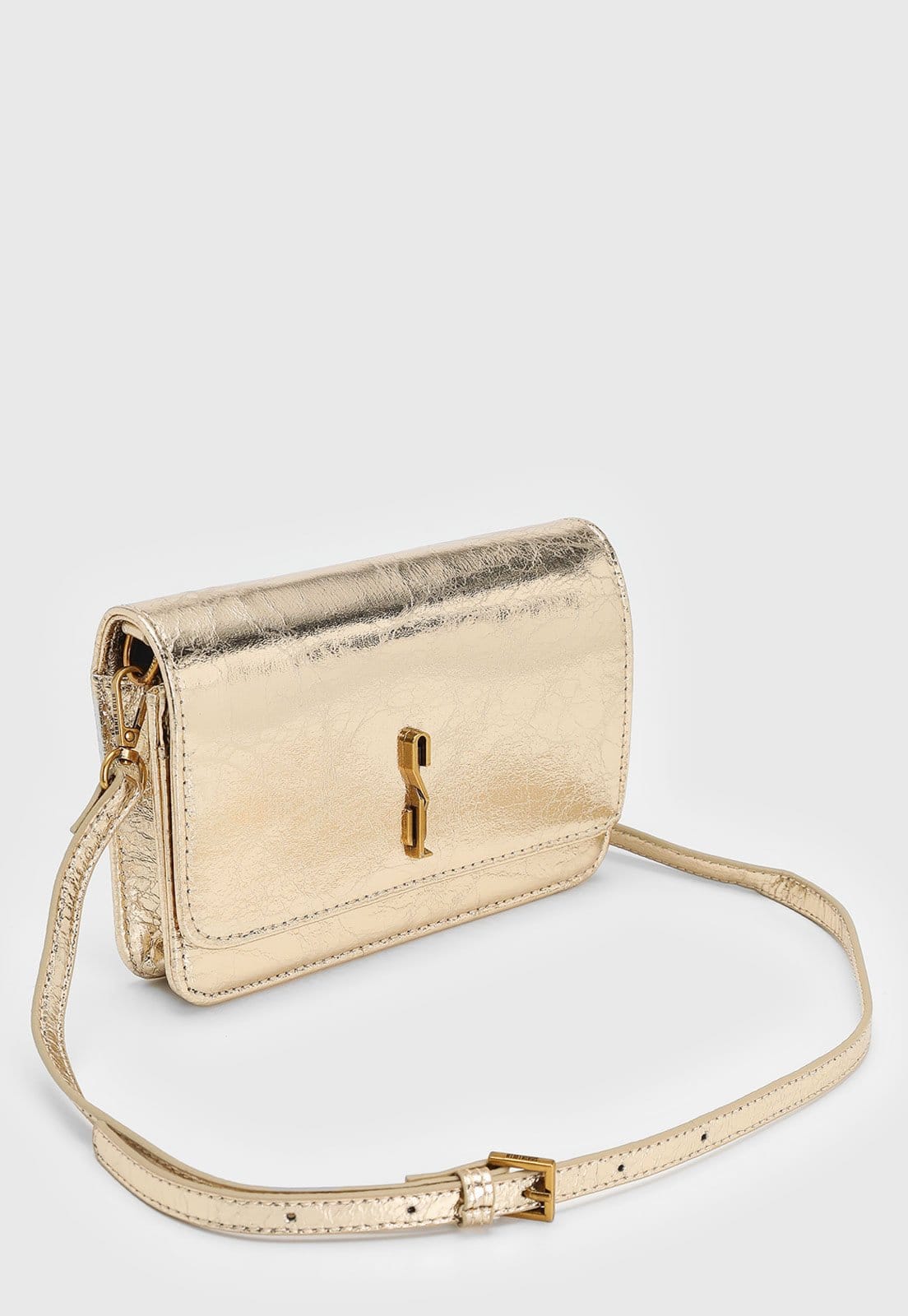 Vista 2 Bolsa Transversal Santa Lolla Alça Ajustável Dourada Santa Lolla dourado