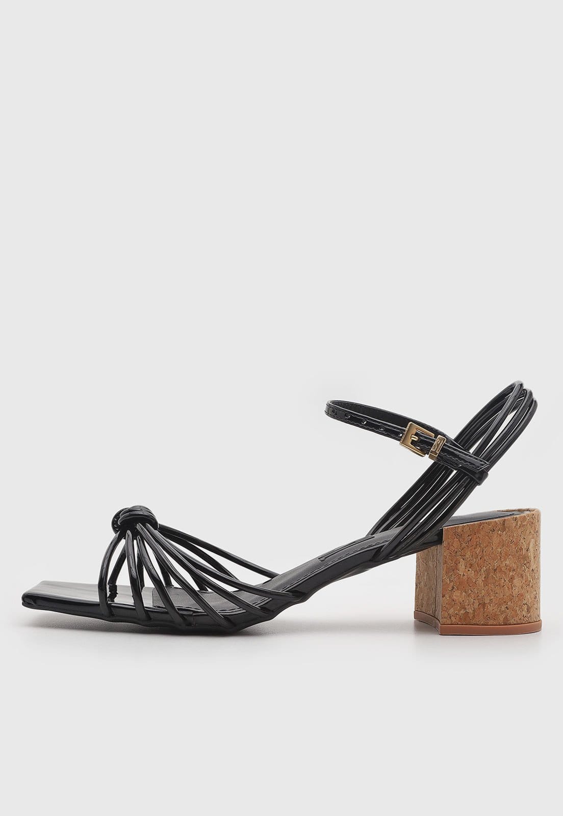 Sandália Feminina Santa Lolla Salto Bloco Cortiça Preta