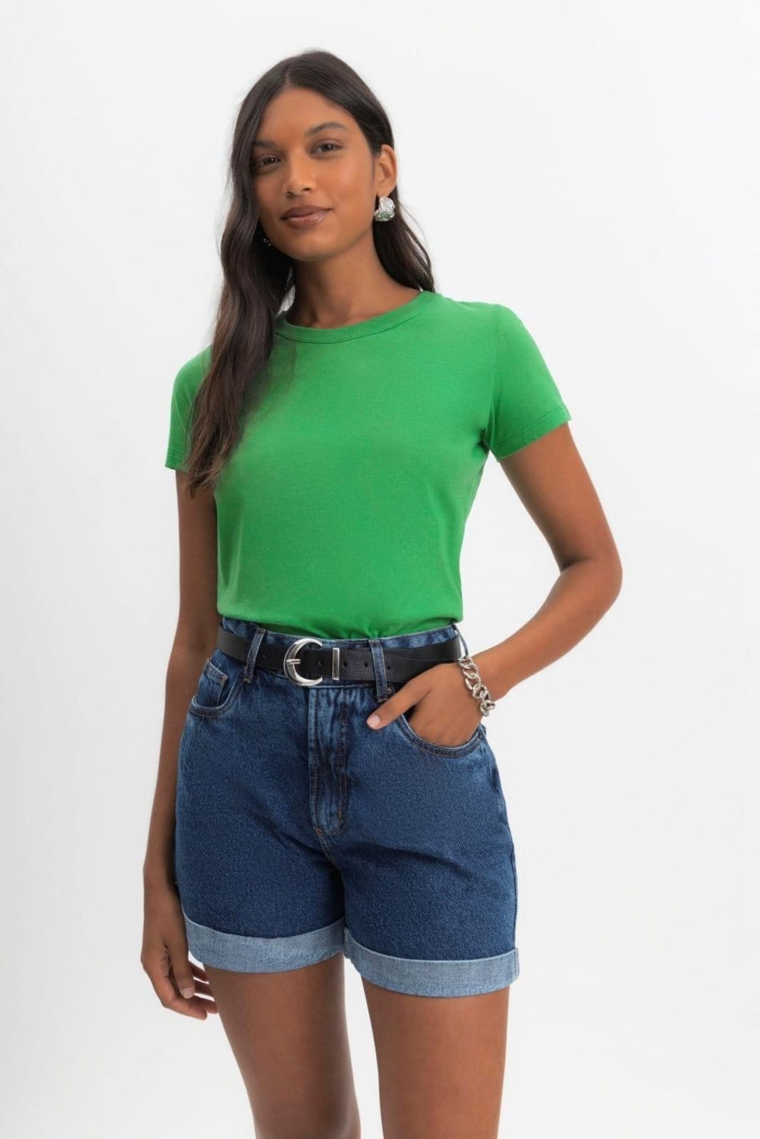 Vista 2 Blusa Feminina Em Malha Essendi édio Essendi verde