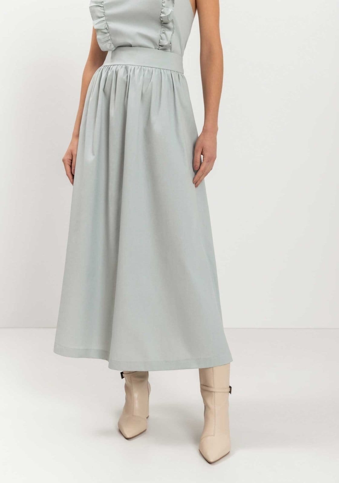 Vista 2 Saia Chá Com Cintura Alta Em Tafetá De Algodão Lez a Lez cinza