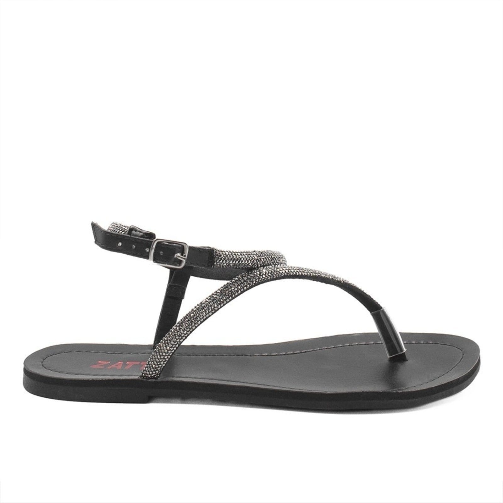 Rasteira Zatta Feminina De Dedo Brilho Magda Preta