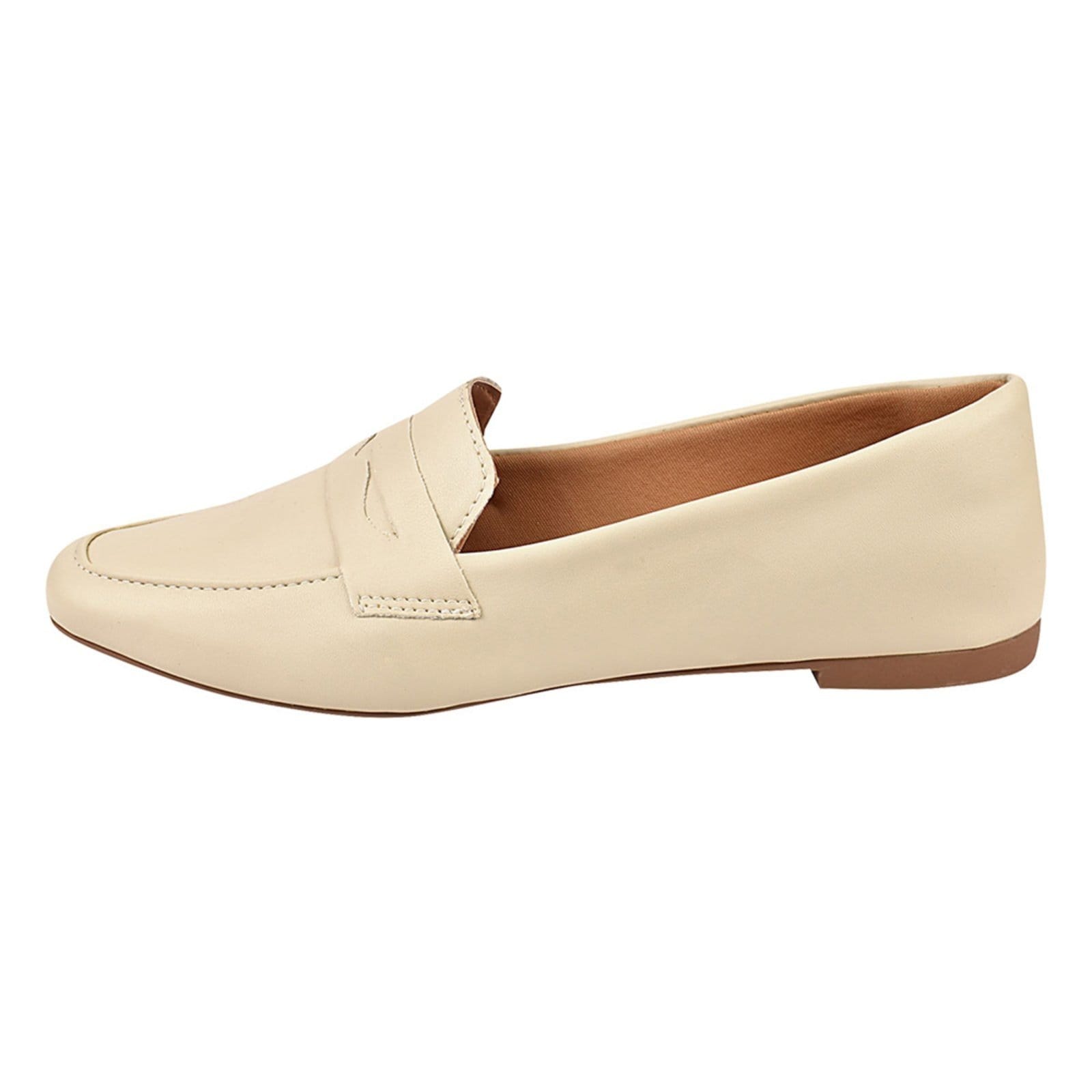 Vista 2 Sapato Mocassim Feminino CM Calçados Clássico Oxford Off White Monte Shoes off-white white