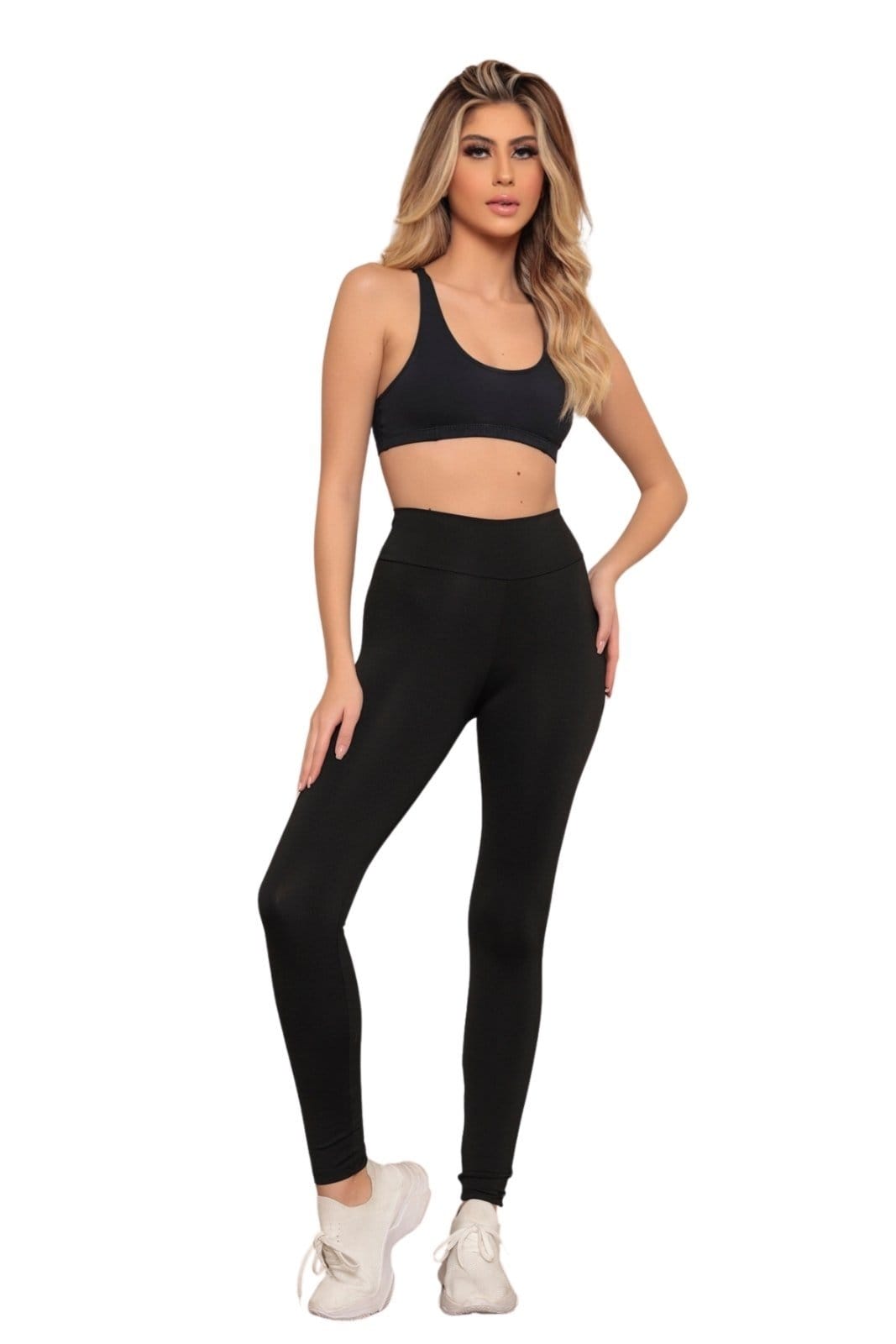 Vista principal Calça Legging Preta Feminina Cintura Alta com Tecnologia Anti-Odor ZIPITUKA preto