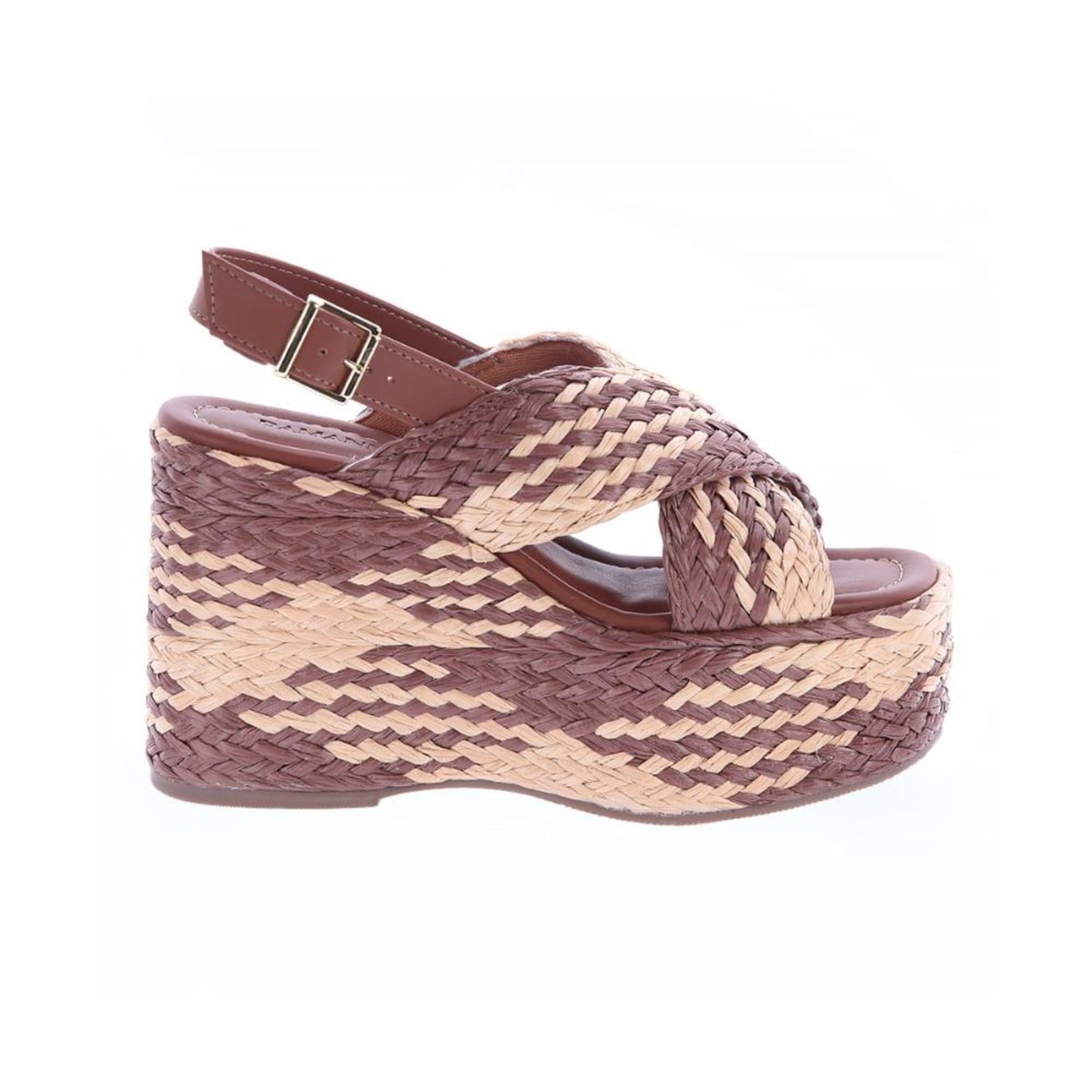 Ariel - Sandália Plataforma Tramada com Bege