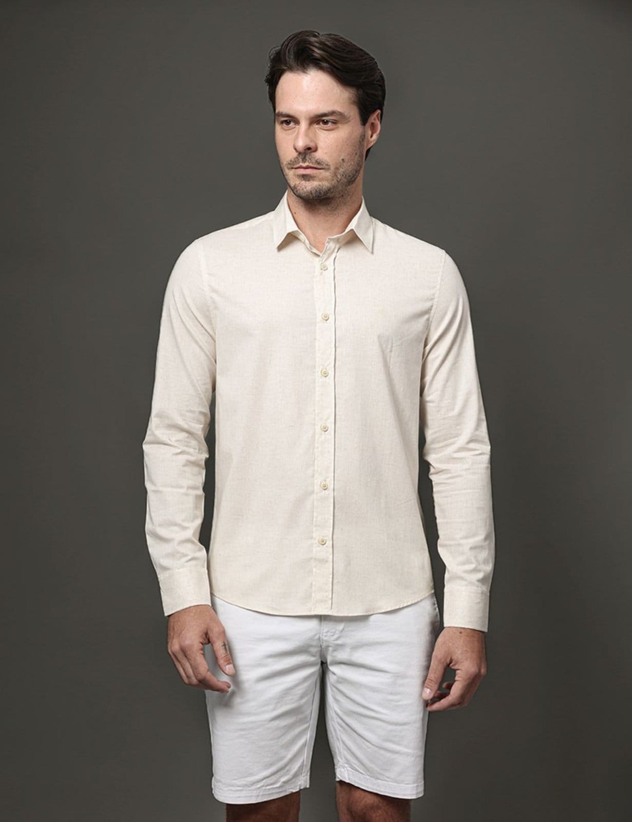 Camisa Masculina Cotton Linen Calvin Klein Jeans - Off White