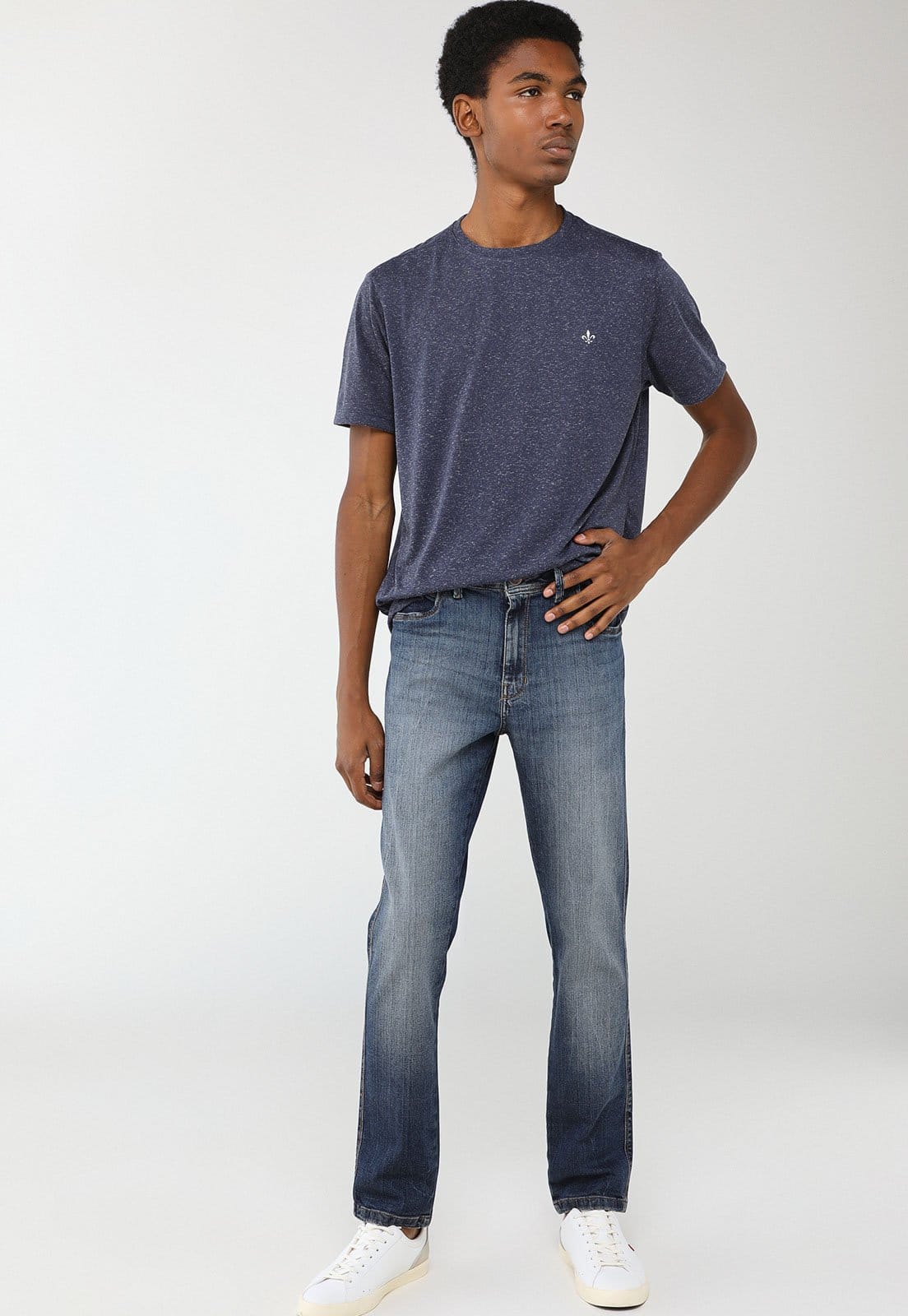 Vista 2 Calça Jeans Masculina Dudalina Slim Sobretinta Dudalina azul