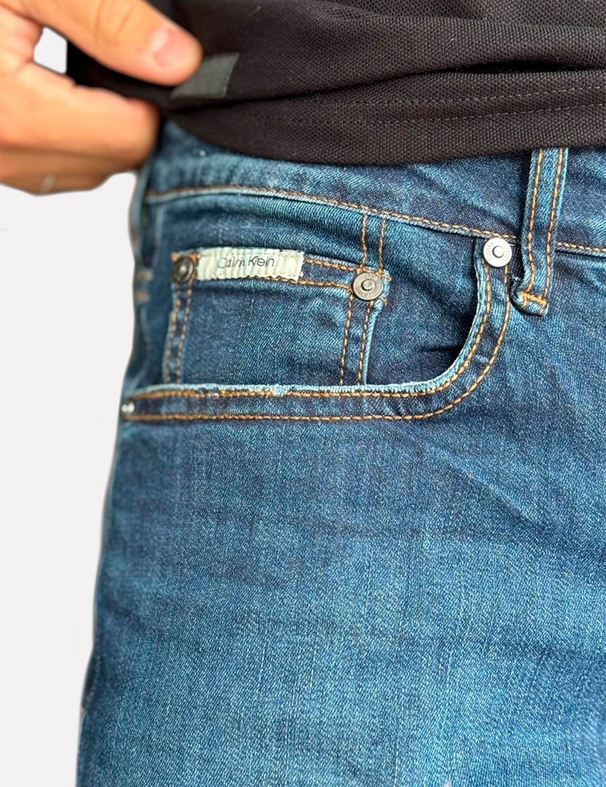 Vista 2 Calça Calvin Klein Masculina Jeans Skinny Escuro Calvin Klein azul