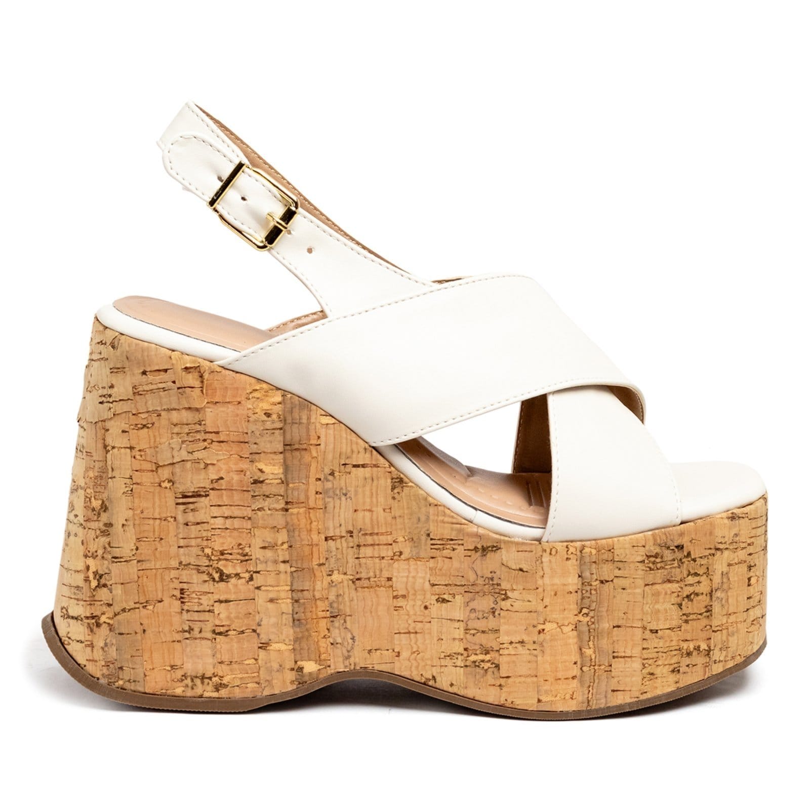 Vista 2 Sandália Feminino Anabela Plataforma Cortiça 182175 Off White Flor da Pele off-white white