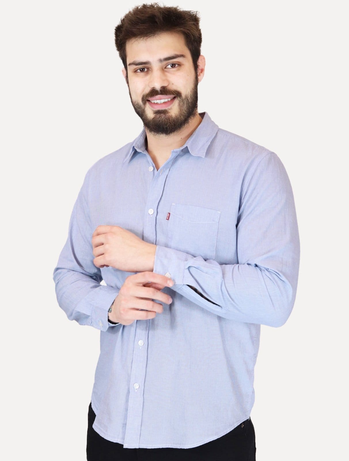 Camisa Levis Relaxed Oxford Authentic Button Down Listrada Claro