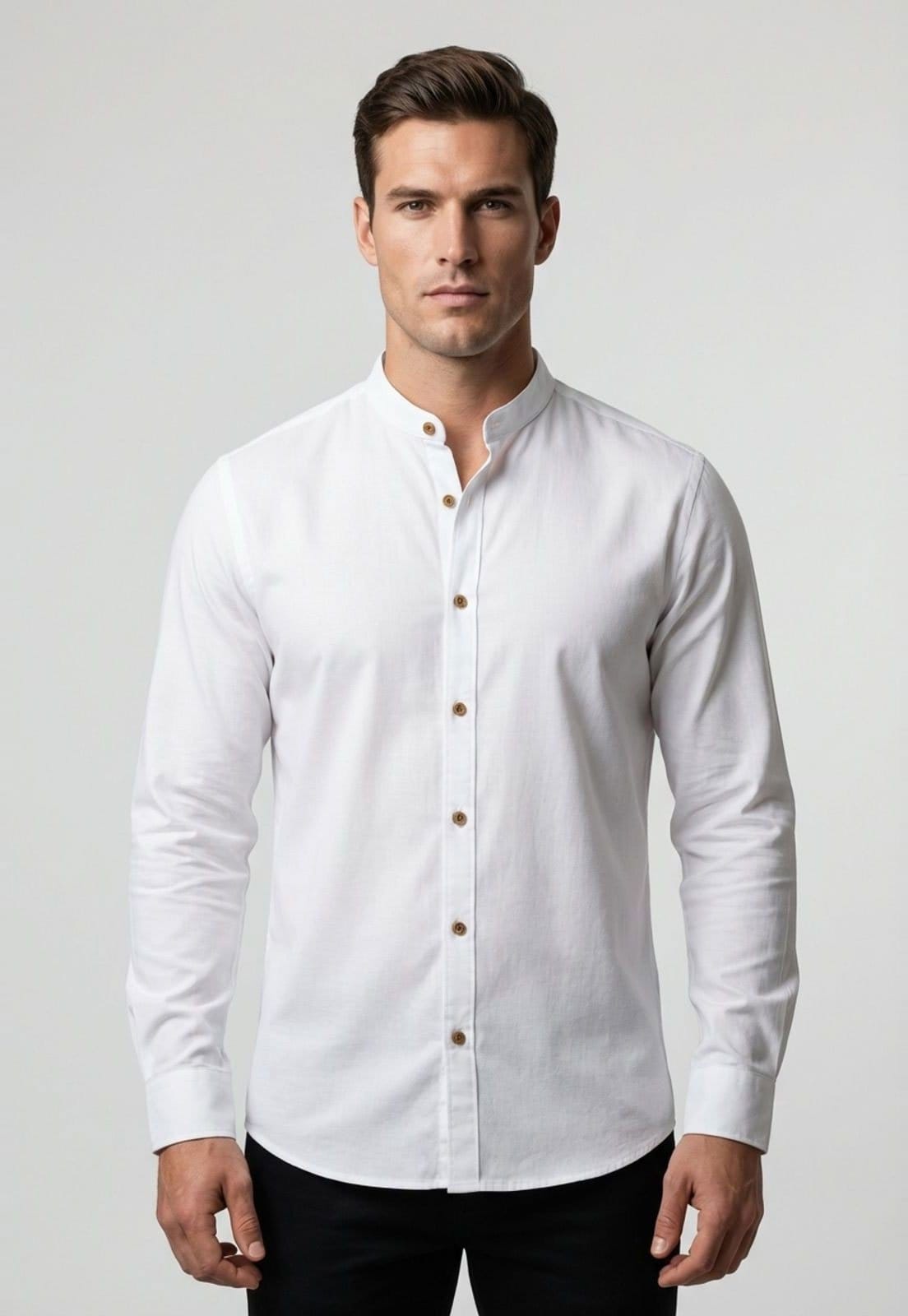 Camisa Masculina Aleatory Gola Padre Branca